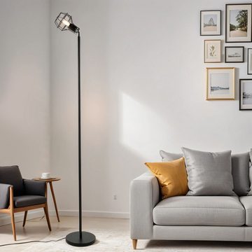 Licht-Erlebnisse Stehlampe MIA, ohne Leuchtmittel, Retro Stehleuchte Wohnzimmer 187 cm Schwarz