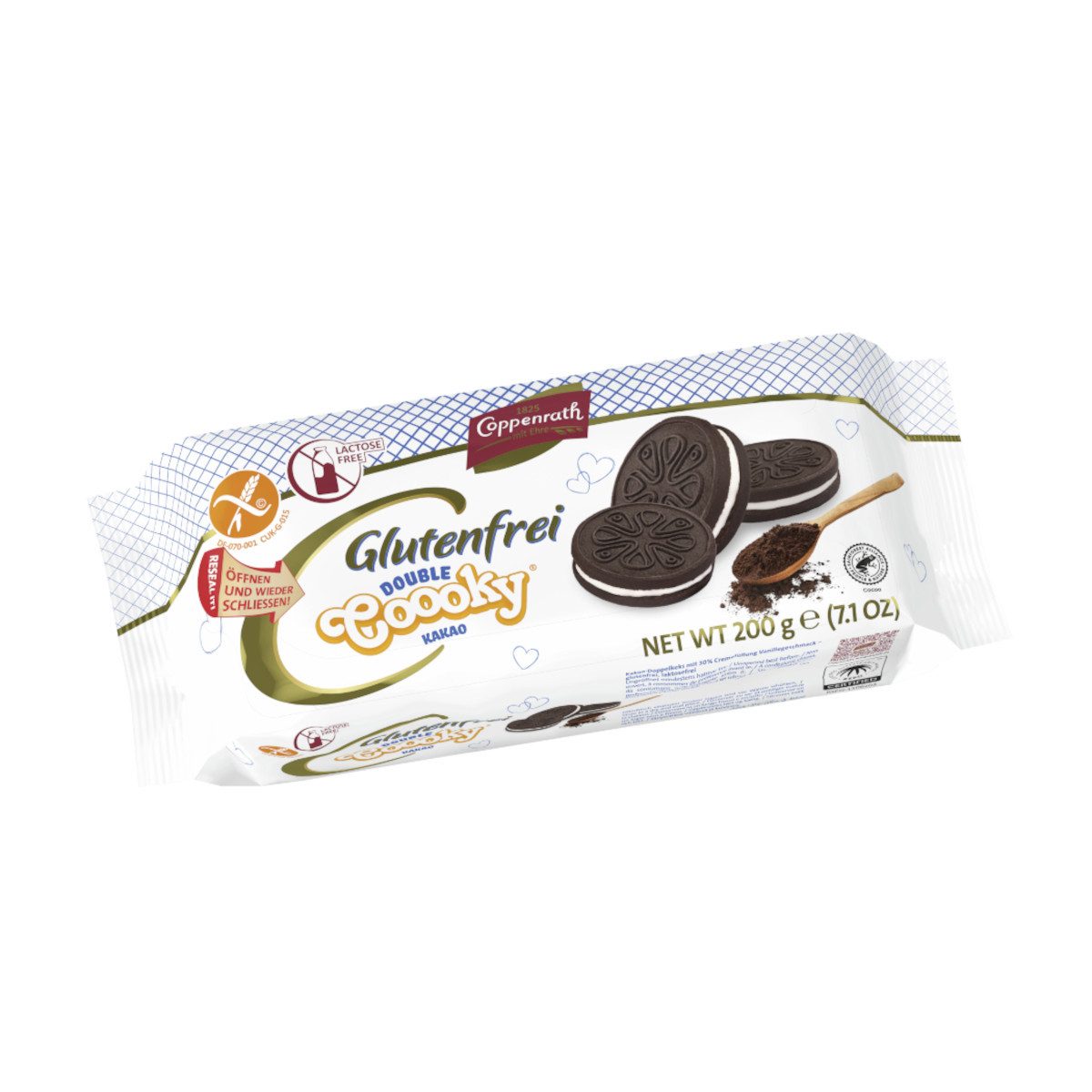 Coppenrath Kekse, Coppenrath Coooky Kakaokeks mit Vanille Cremefüllung glutenfrei 200g