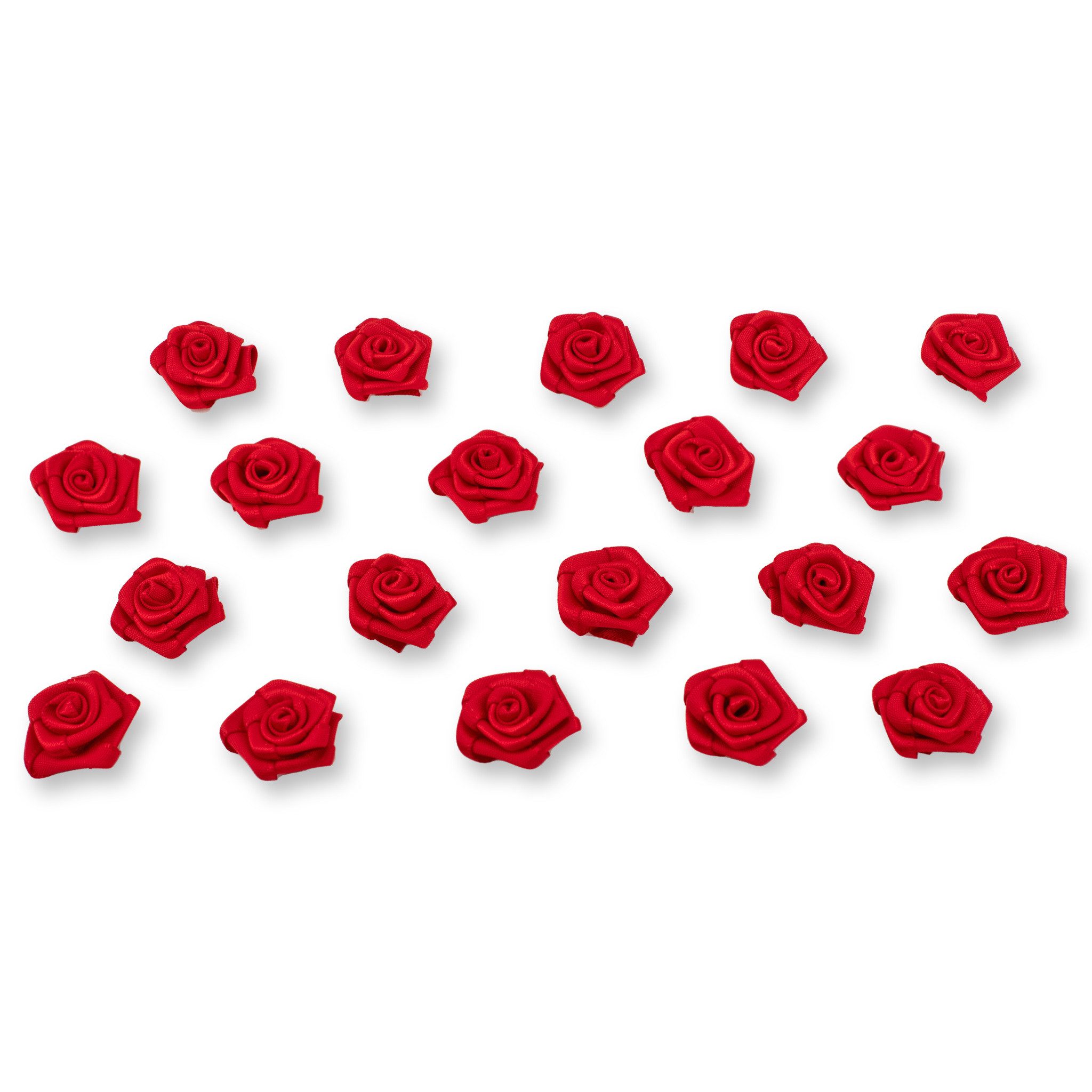 Creativery Streudeko, Satinrosen 2cm zum Basteln & Aufnähen 20 Stück Rot