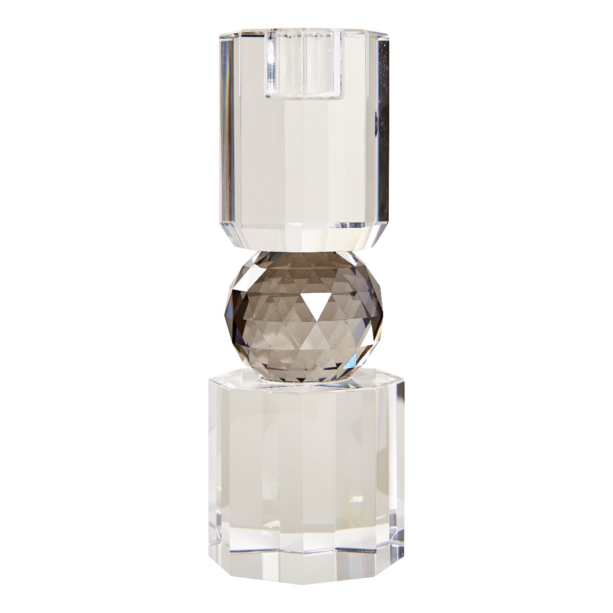 EJA International Kerzenhalter Kristall - Klar, Rauchgrau (1 St), 19 x 7 x 7 cm