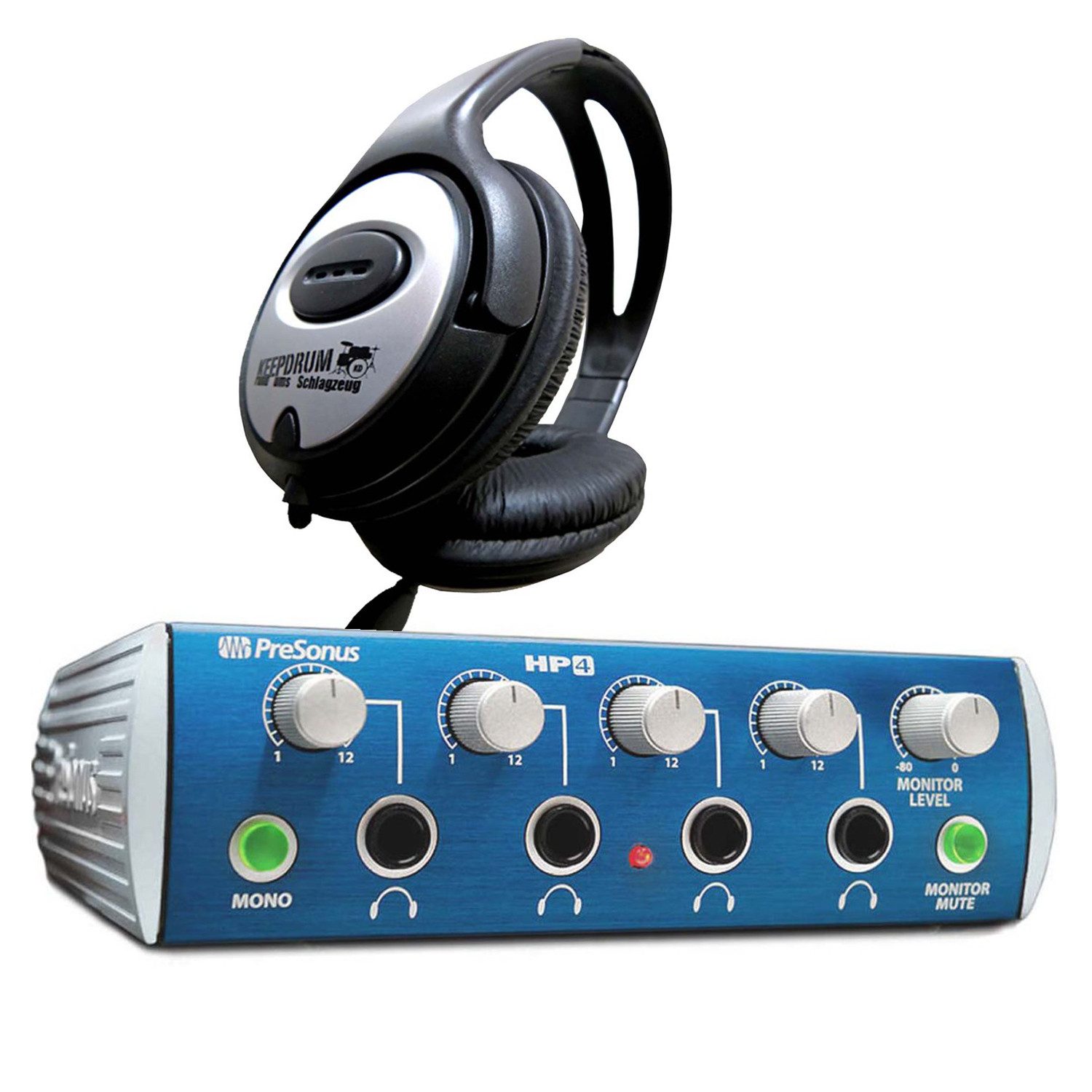 Presonus PreSonus HP4 Kopfhörerverstärker mit Kopfhörer Kopfhörerverstärker (0,52 W, mit keepdrum Kopfhörer)