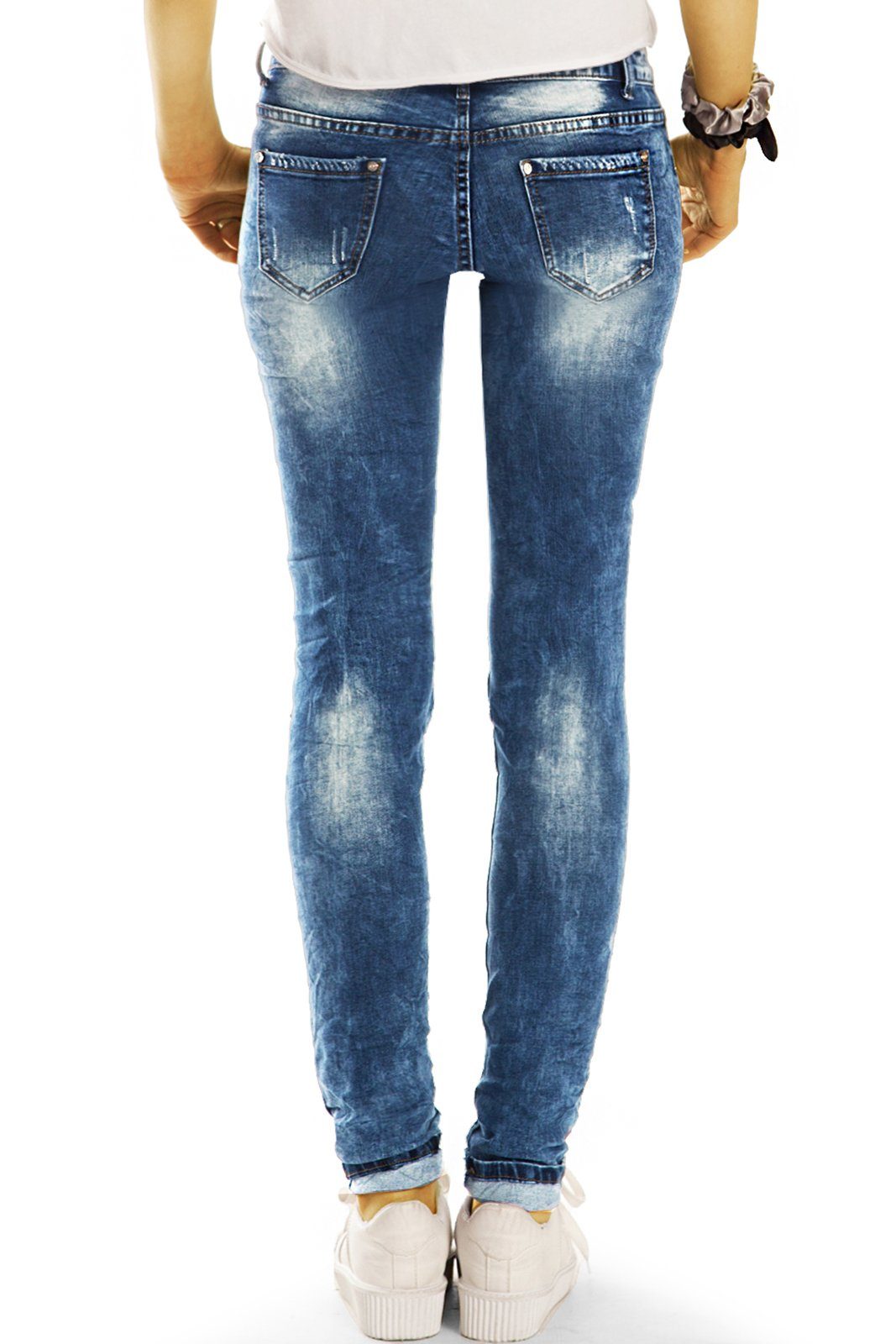 be j31p styled Low - Hüftjeans Rise, Low-rise-Jeans Damen Details auffällige - 5-Pocket-Style Hose Design mit Stretch-Anteil,