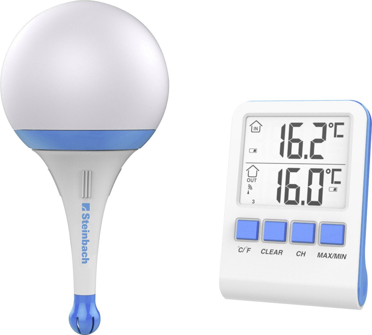 Steinbach Schwimmthermometer Steinbach Solarleuchte mit Funkthermometer blau