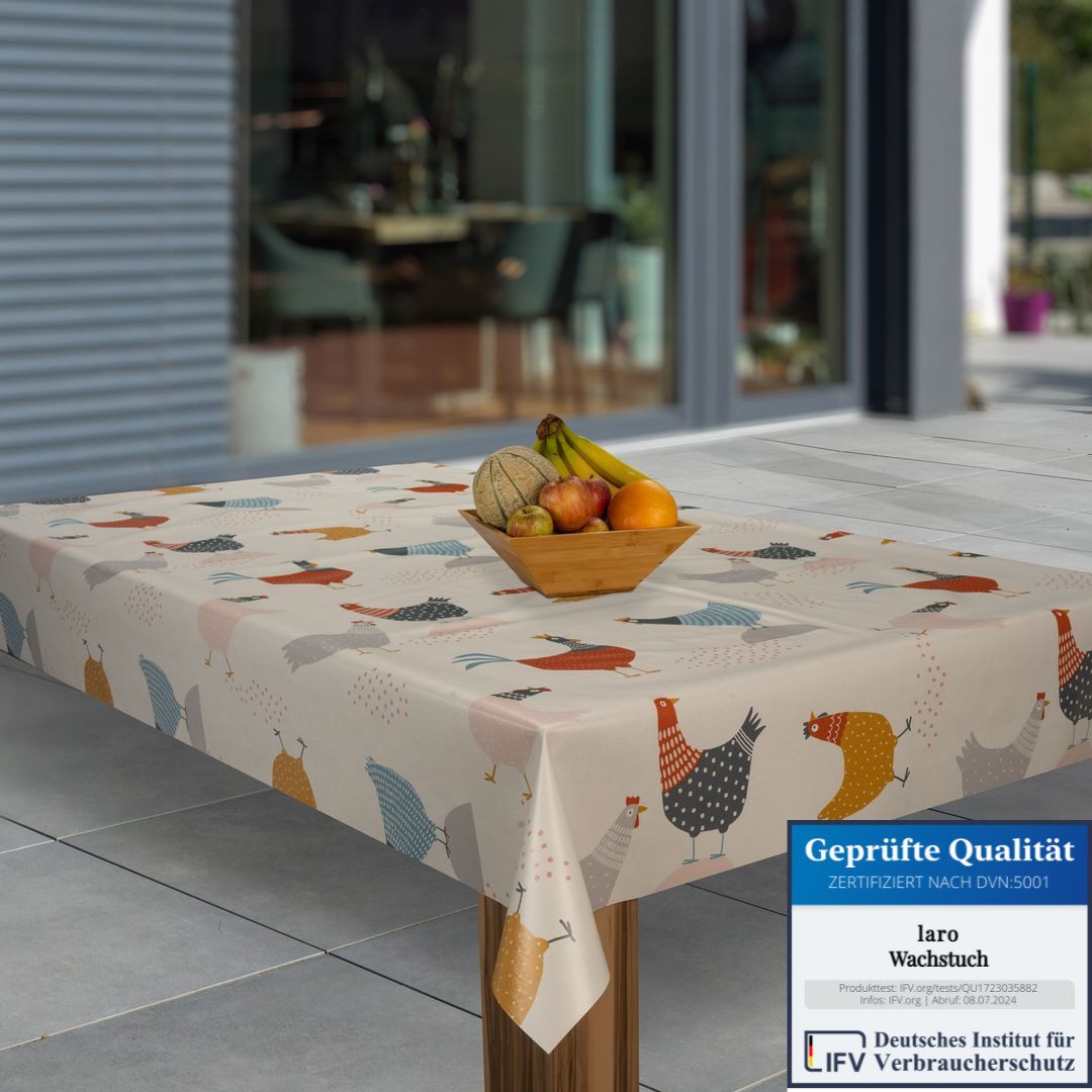 laro Tischdecke Wachstuch-Tischdecken Weihnachten Hühnerparty Bunt rechteck günstig online kaufen