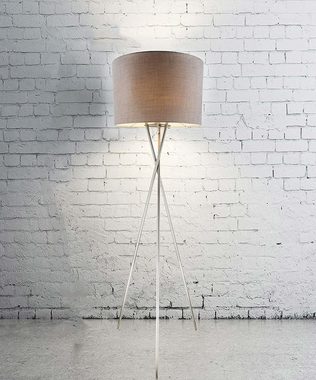 Globo Stehlampe Stehlampe Wohnzimmer E27 Stehleuchte modern grau Textil Dreibein