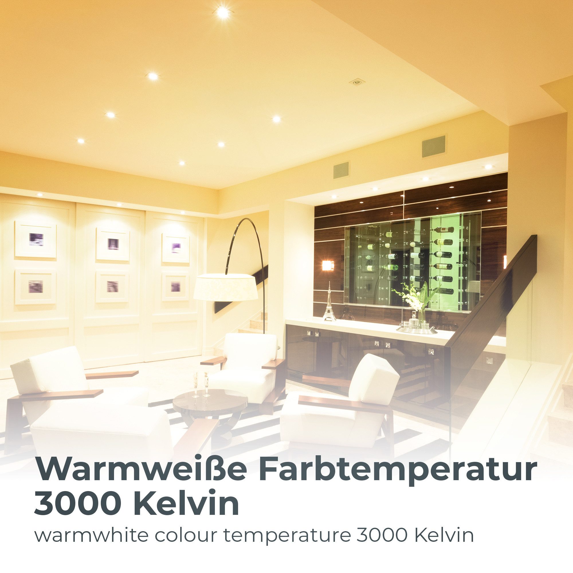 B.K.Licht LED Einbaustrahler Set 5x Einbauleuchten 82mm dimmbar 230V ultra-flach - BKL1074, Dimmfunktion, LED fest integriert, 3000K - Warmweiß, 5 Spots 3000K Warmweiß 5,5W 470Lm Deckenausschnitt Ø68mm - Matt-Nickel