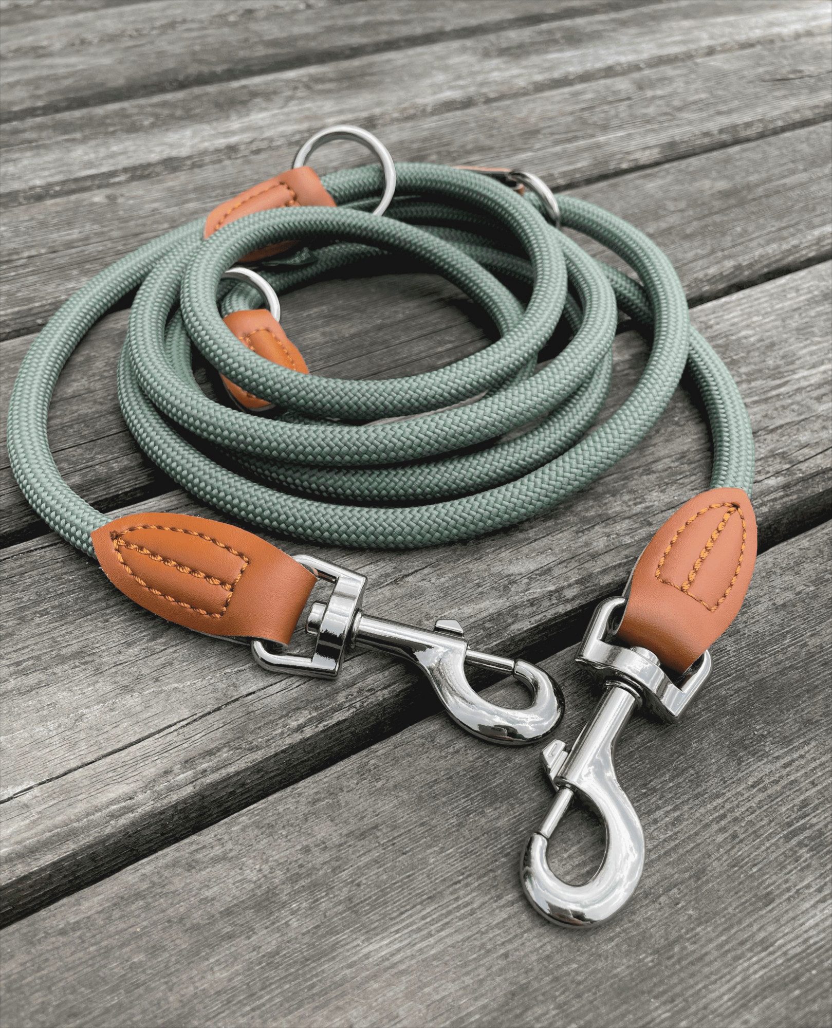 Leisegrün Hundeleine Hundeleine große Hunde Führleine 3m verstellbar mit 2 Karabiner, Nylon