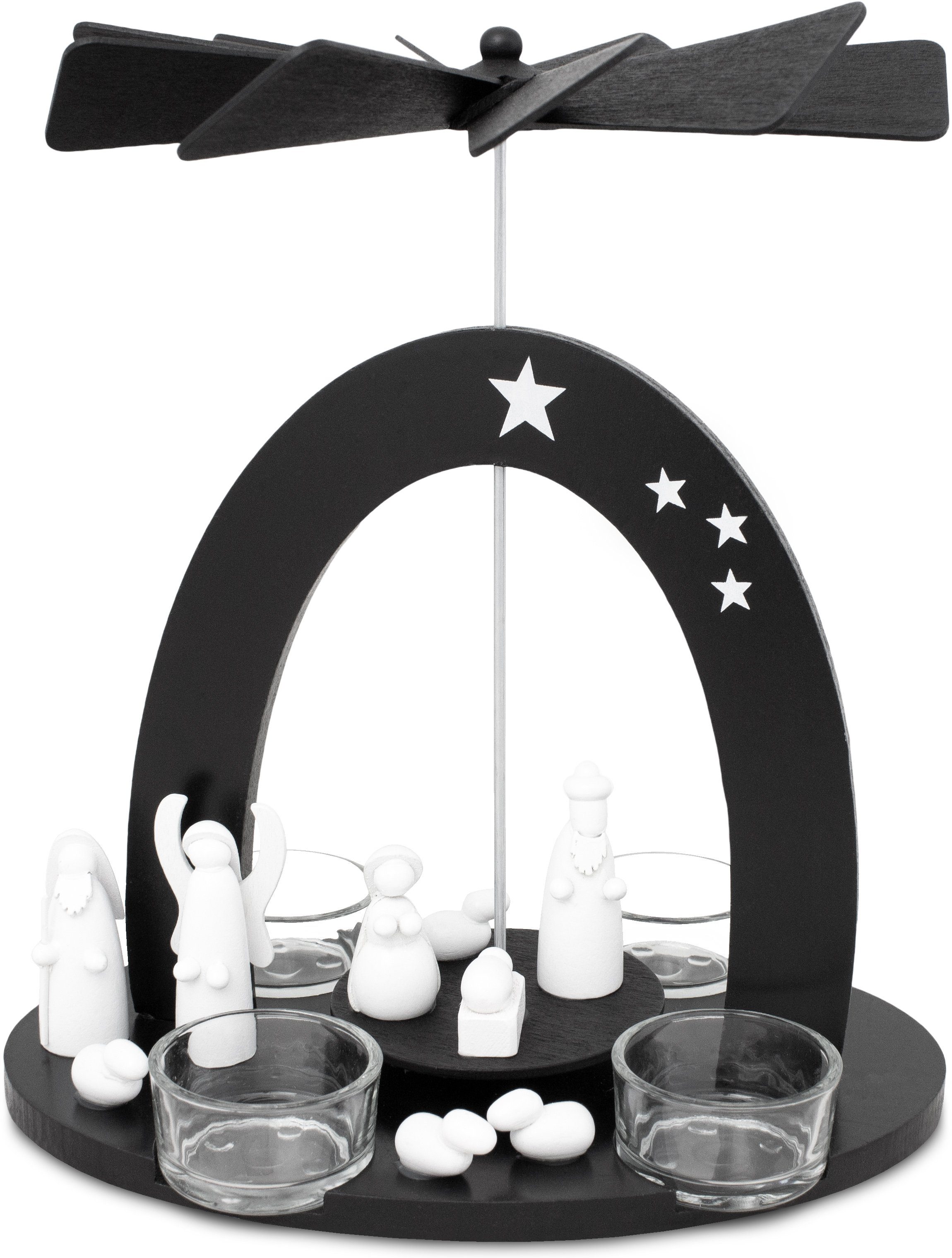 BRUBAKER Weihnachtspyramide Teelicht Holzpyramide Maria, Josef und Jesus, W günstig online kaufen