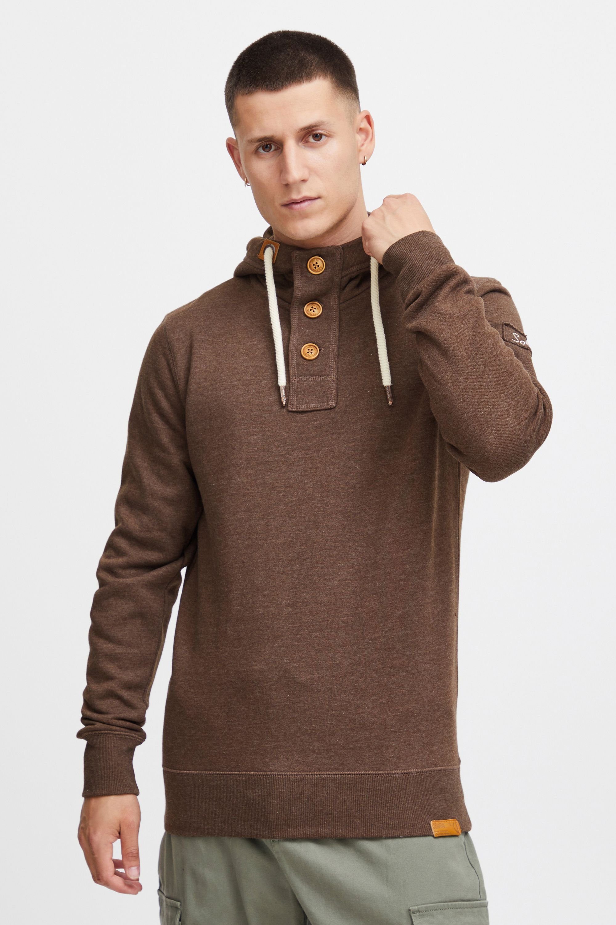 !Solid Hoodie SDTripStrip Kapuzensweatshirt mit Knopfleiste Coffee Bean Melange (8973) | Sweatshirts