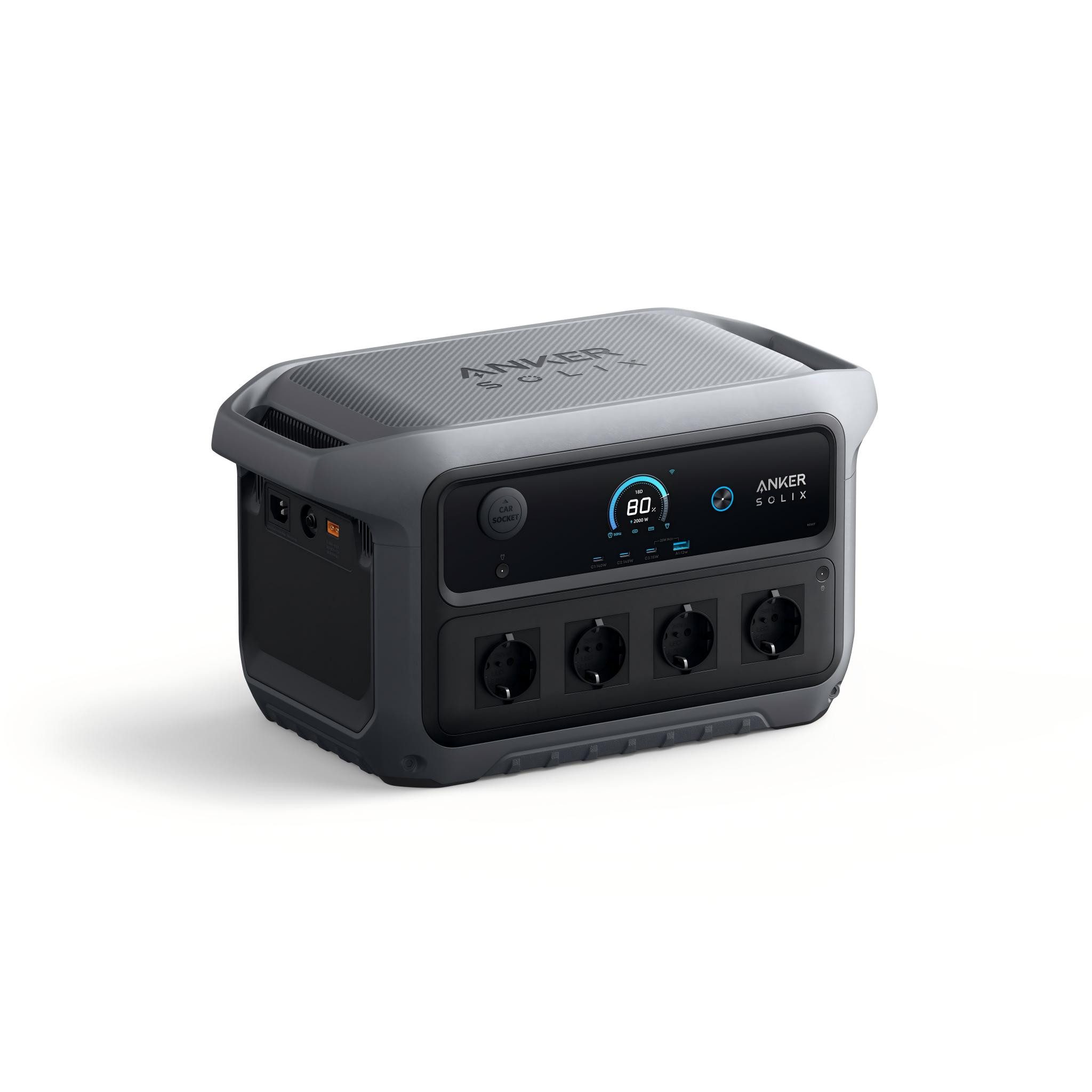 Anker Balkonkraftwerk Stromerzeuger C2000 Gen2 Powerstation, 2048Wh/2400W Solargenerator, 2400 W, (Set, Tragbare Powerstation), 800W Solareingang, 4000W Spitzenleistung, LiFePO4