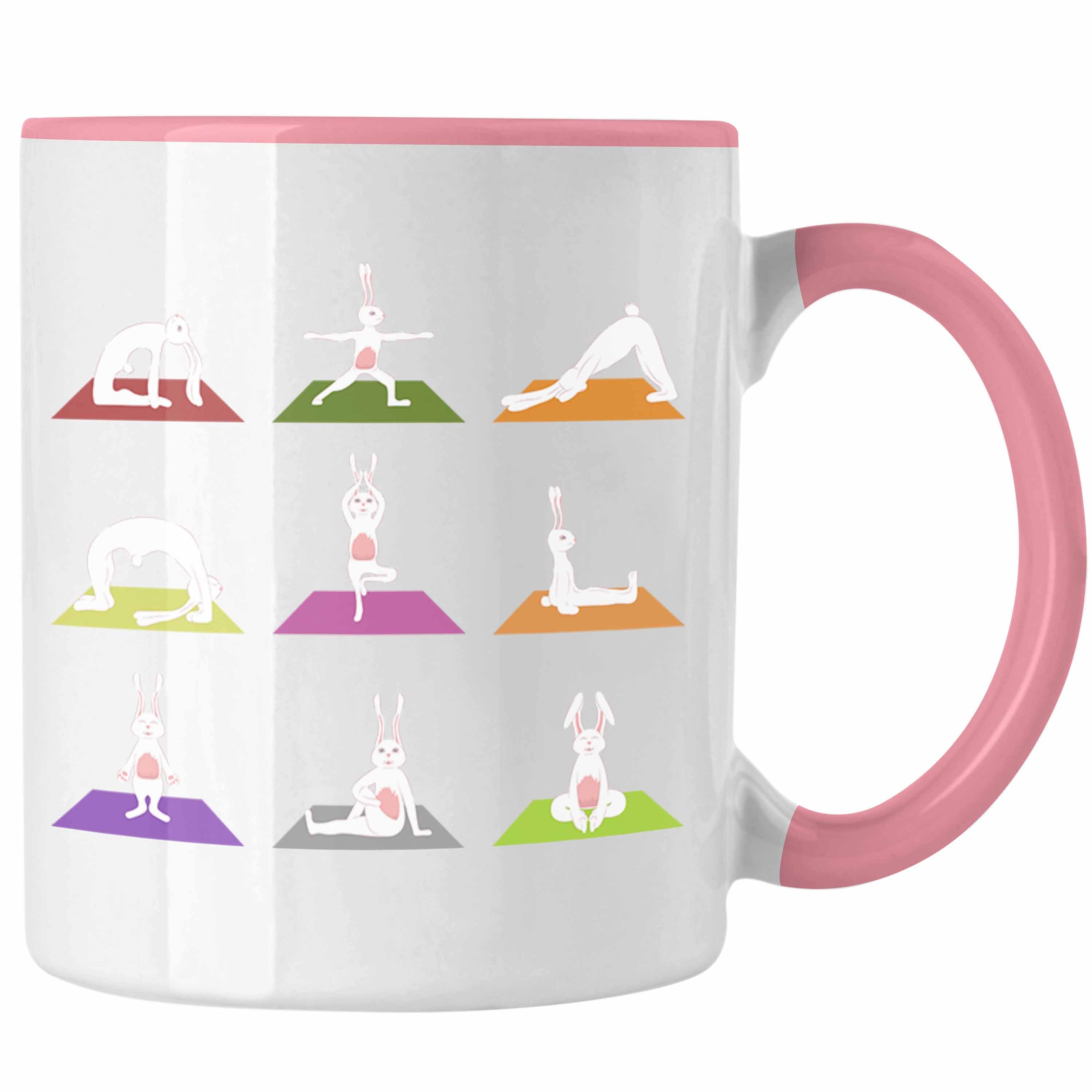 Sport Sport Yoga-Posen Geschenk Hasen Tasse Geschenkidee Rosa Trendation - Häschen Yoga Tasse Lustig Trendation