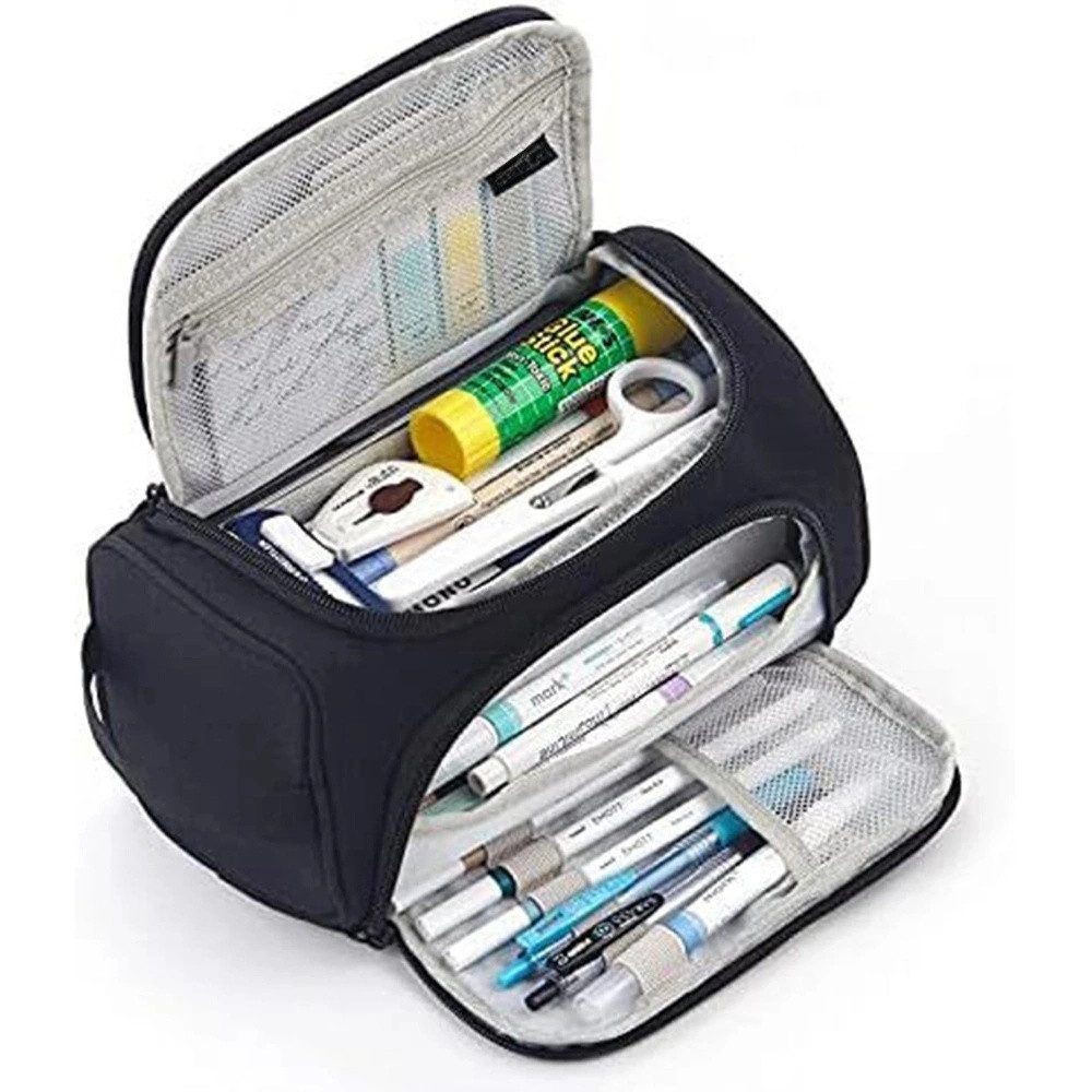 Agger Federmäppchen 3 Fächer Große Kapazität Mäppchen Federtasche Stiftetasche, Pencil Case Bleistifttasche für Schule & Büro