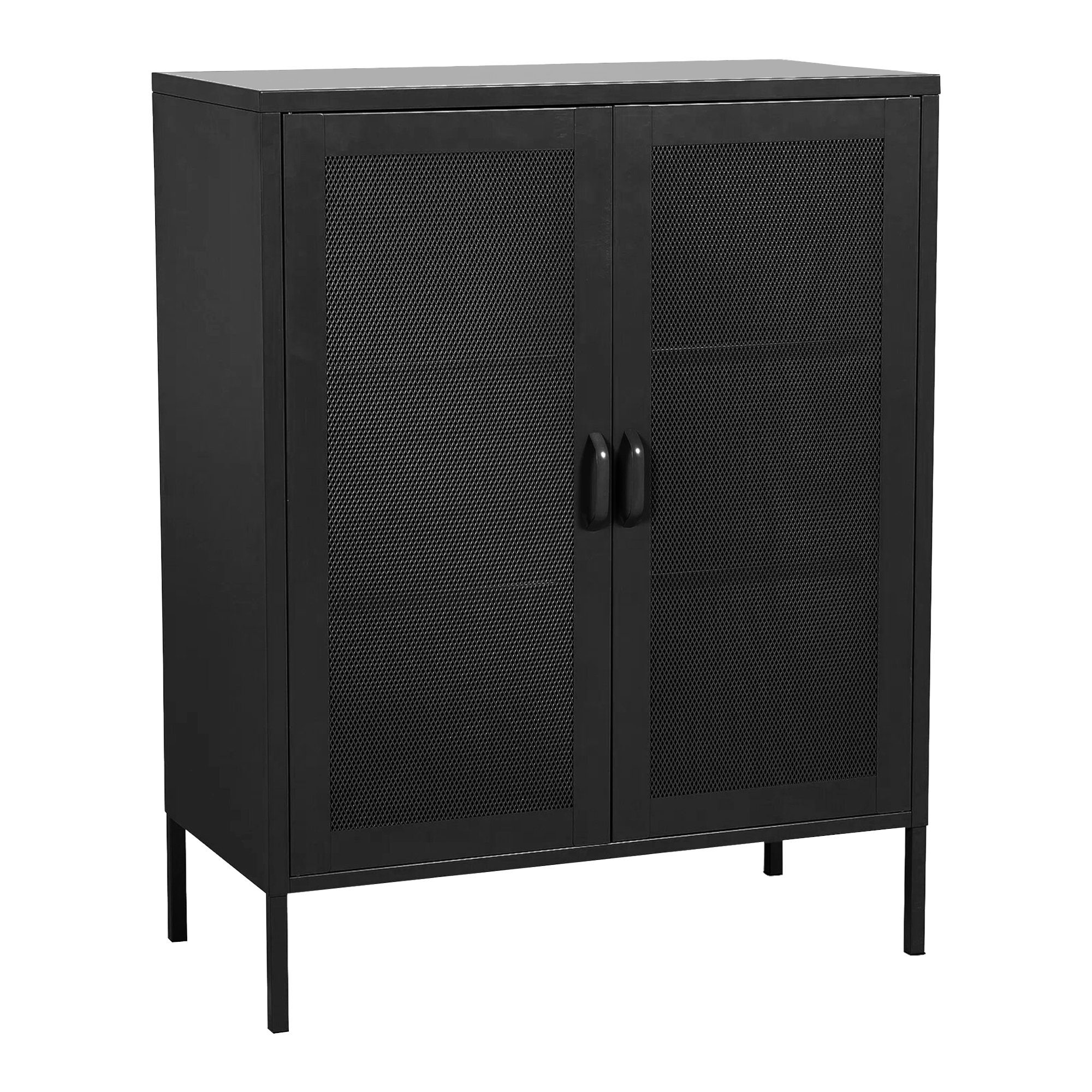en.casa Sideboard, Falköping 80x40x101,5cm Schwarz günstig online kaufen