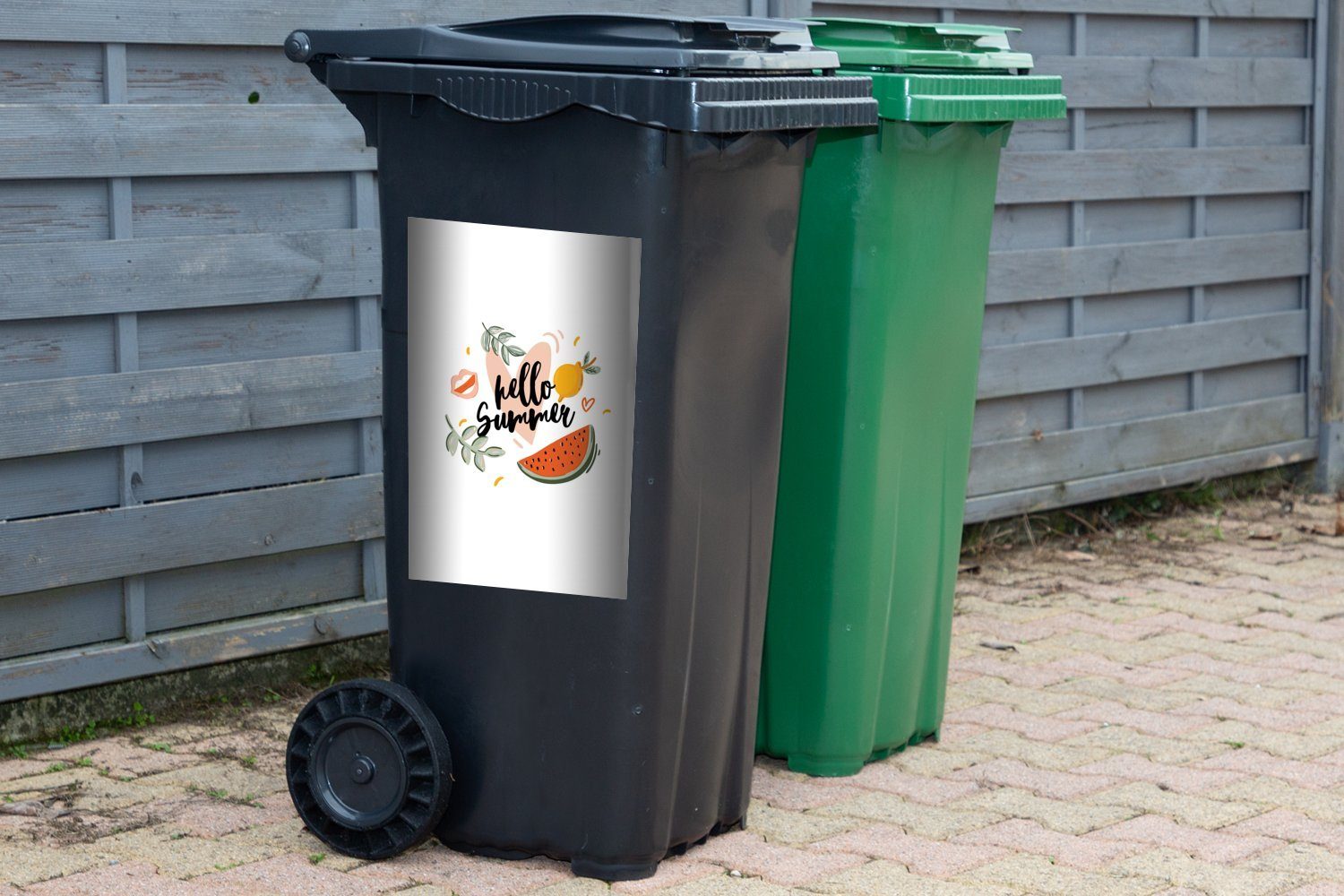MuchoWow - Sommer St), (1 Sticker, Blätter Wandsticker Container, Mülleimer-aufkleber, Abfalbehälter Mülltonne, Zitrone -