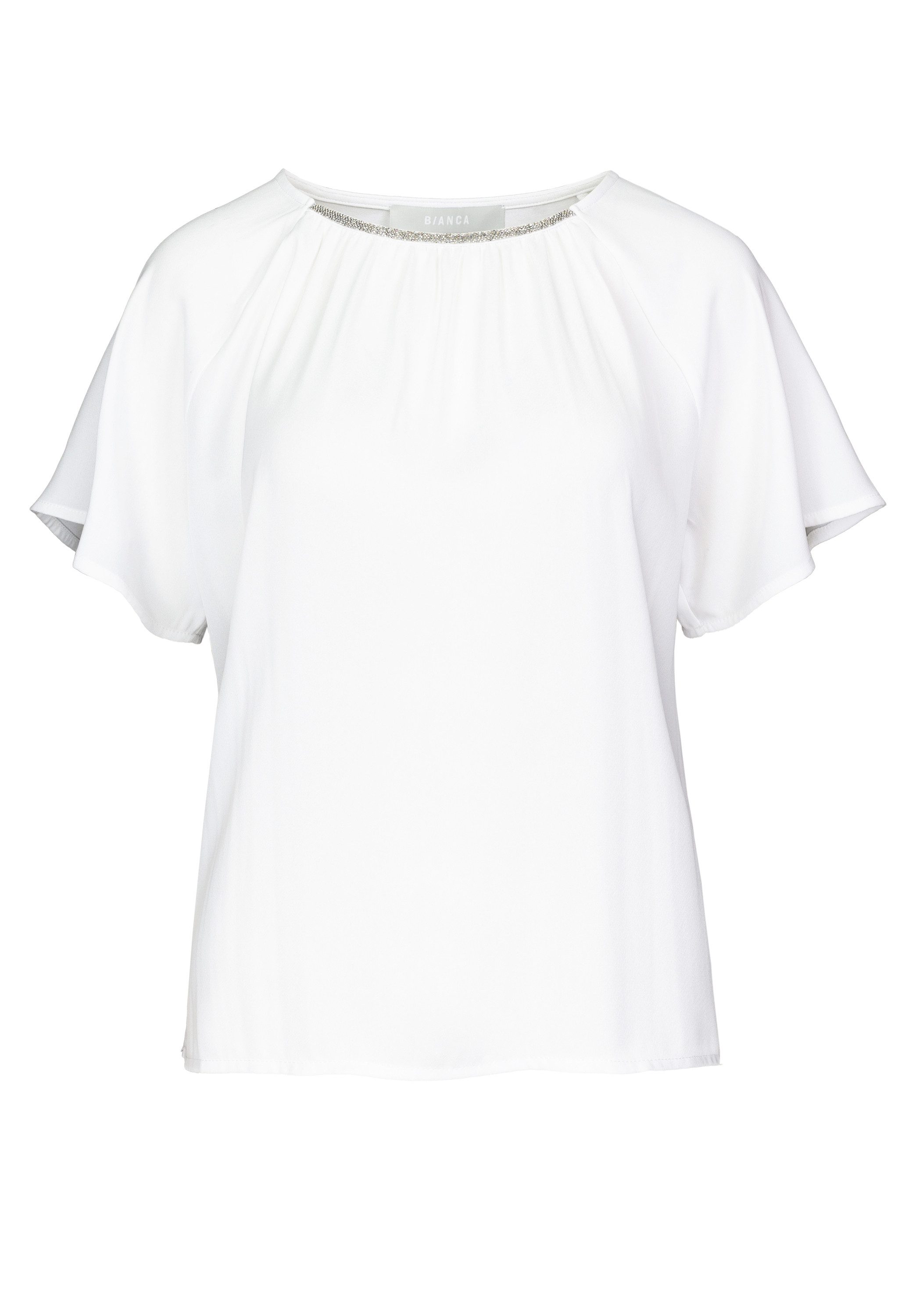 bianca Blusenshirt JOSY mit Schmuckdetail und Kräusel am Ausschnitt günstig online kaufen