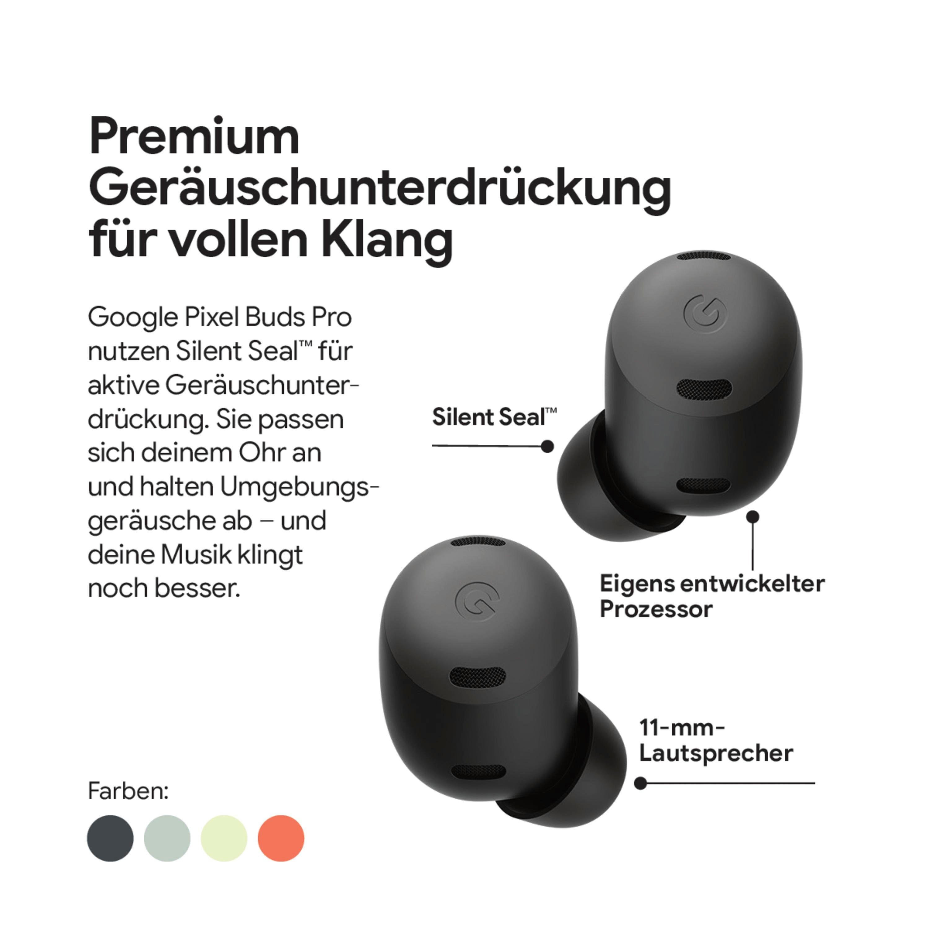 In-Ear-Kopfhörer Sprachsteuerung, (Active Assistant, Bluetooth) Pixel Noise Buds Real Google Pro (ANC), wireless Cancelling Transparenzmodus, Red Google