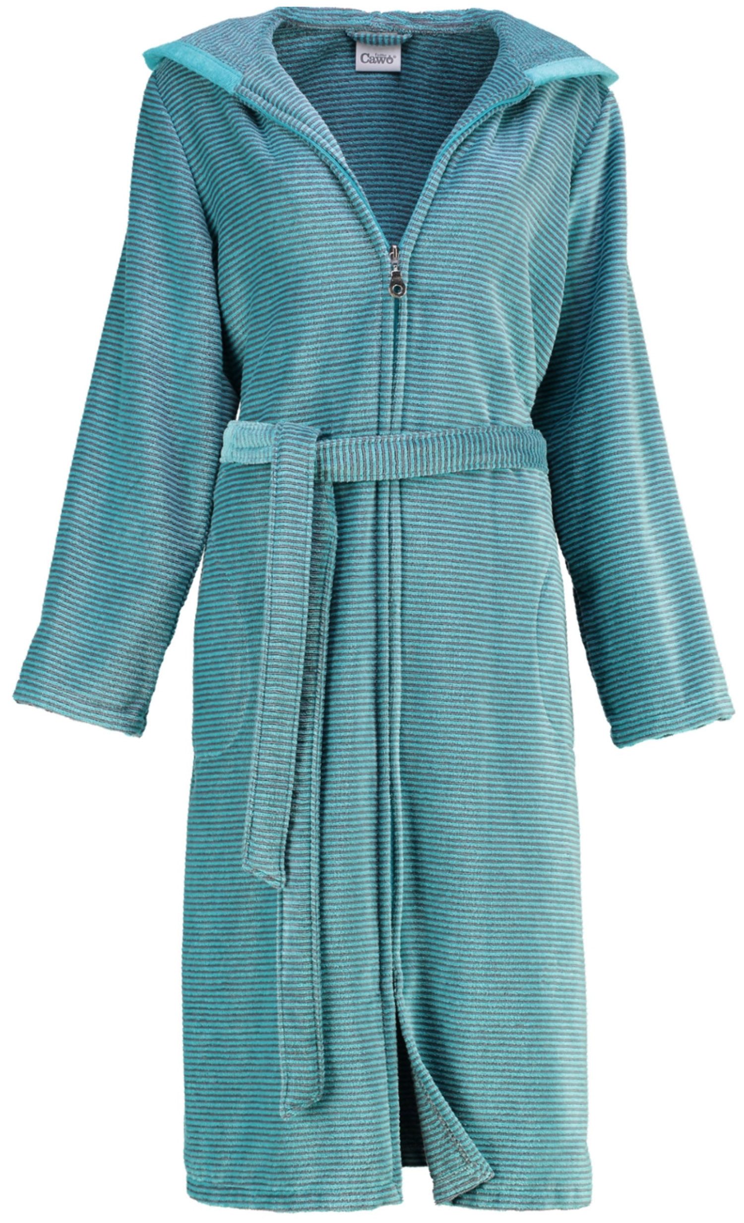 Cawö Damenbademantel 6432, Kurzform, Baumwolle, Kapuze, Reißverschluss, Rei günstig online kaufen