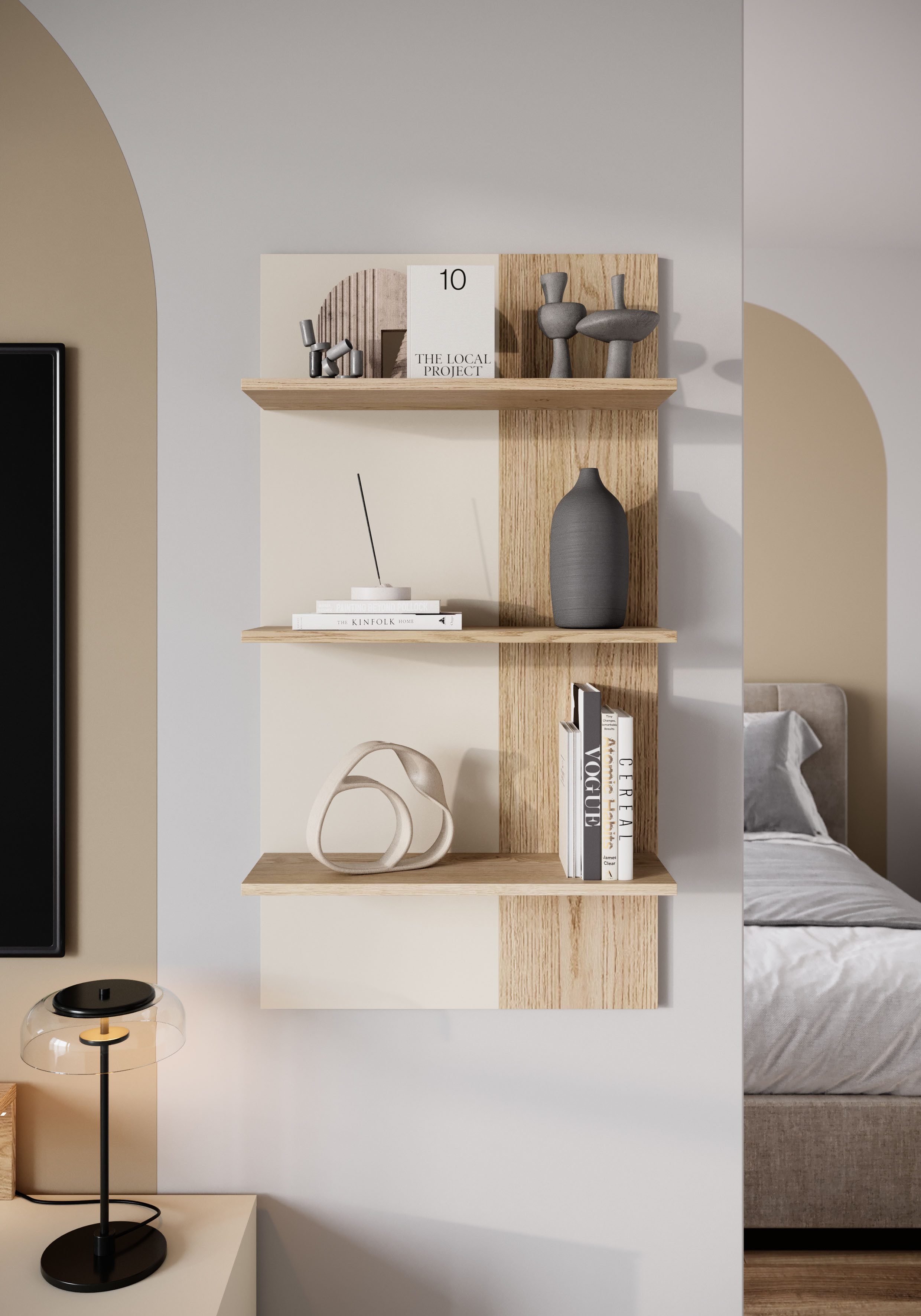 Home affaire Wandregal, Wandpaneel, Wandregal, Breite 60 cm, 3 Ablageböden