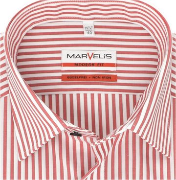 MARVELIS Businesshemd Businesshemd - Modern Fit - Langarm - Gestreift - Rot