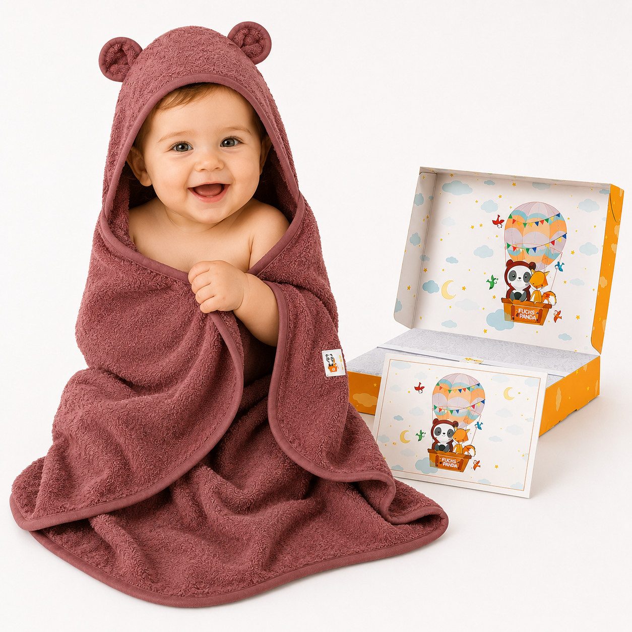 Fuchs & Panda Kapuzenhandtuch Kapuzenhandtuch Baby EXTRA dick, warm & weich aus 100% Bambus, 100% Bambus: Antimikrobiell, Atmungsaktiv, Hypoallergen, Superweich