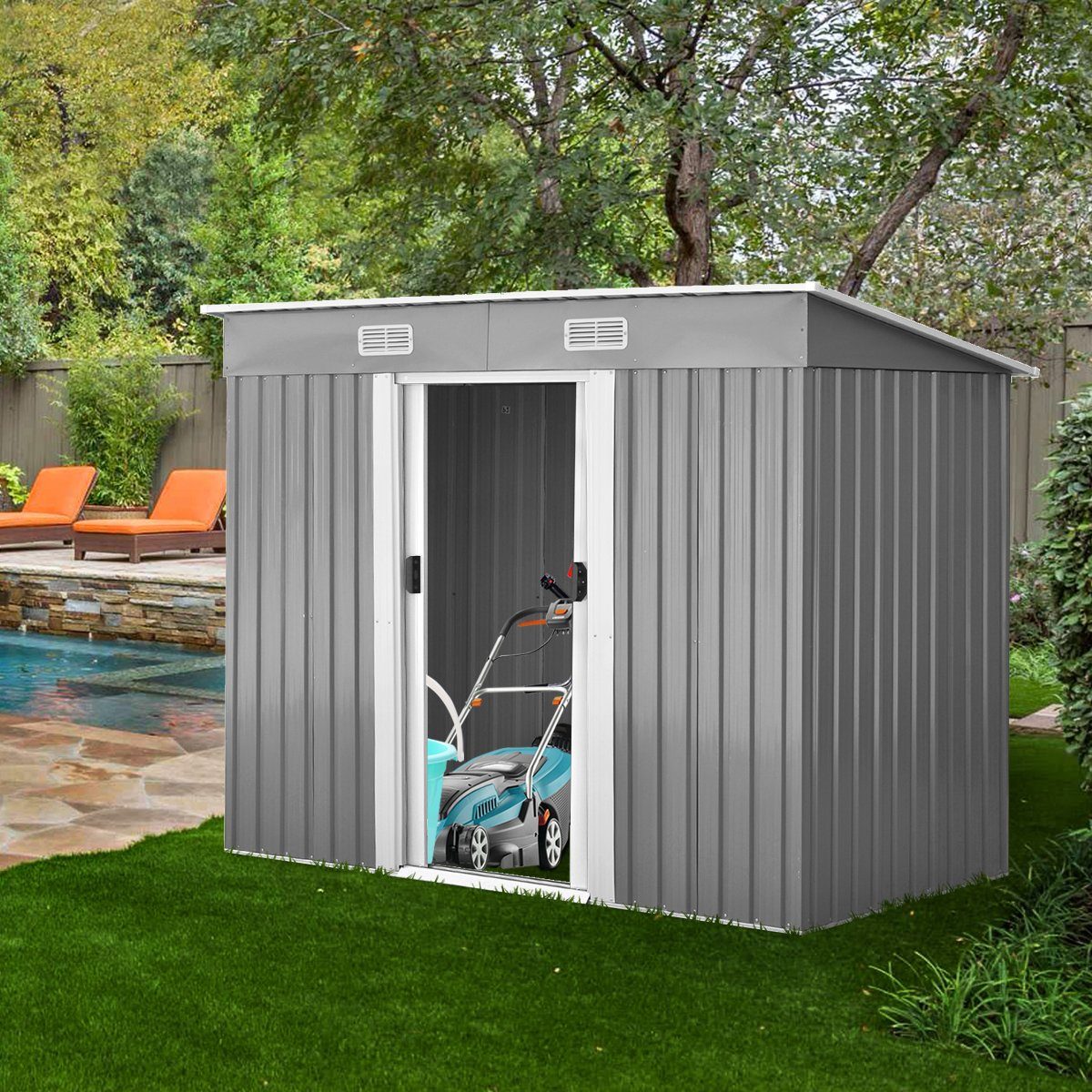 COSTWAY Gerätehaus, BxT: 238x131 cm, mit günstig online kaufen