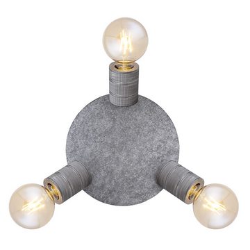 etc-shop Deckenspot, Leuchtmittel nicht inklusive, Deckenleuchte Esszimmerlampe 3 Flammig Metall Silber Alu D 28 cm
