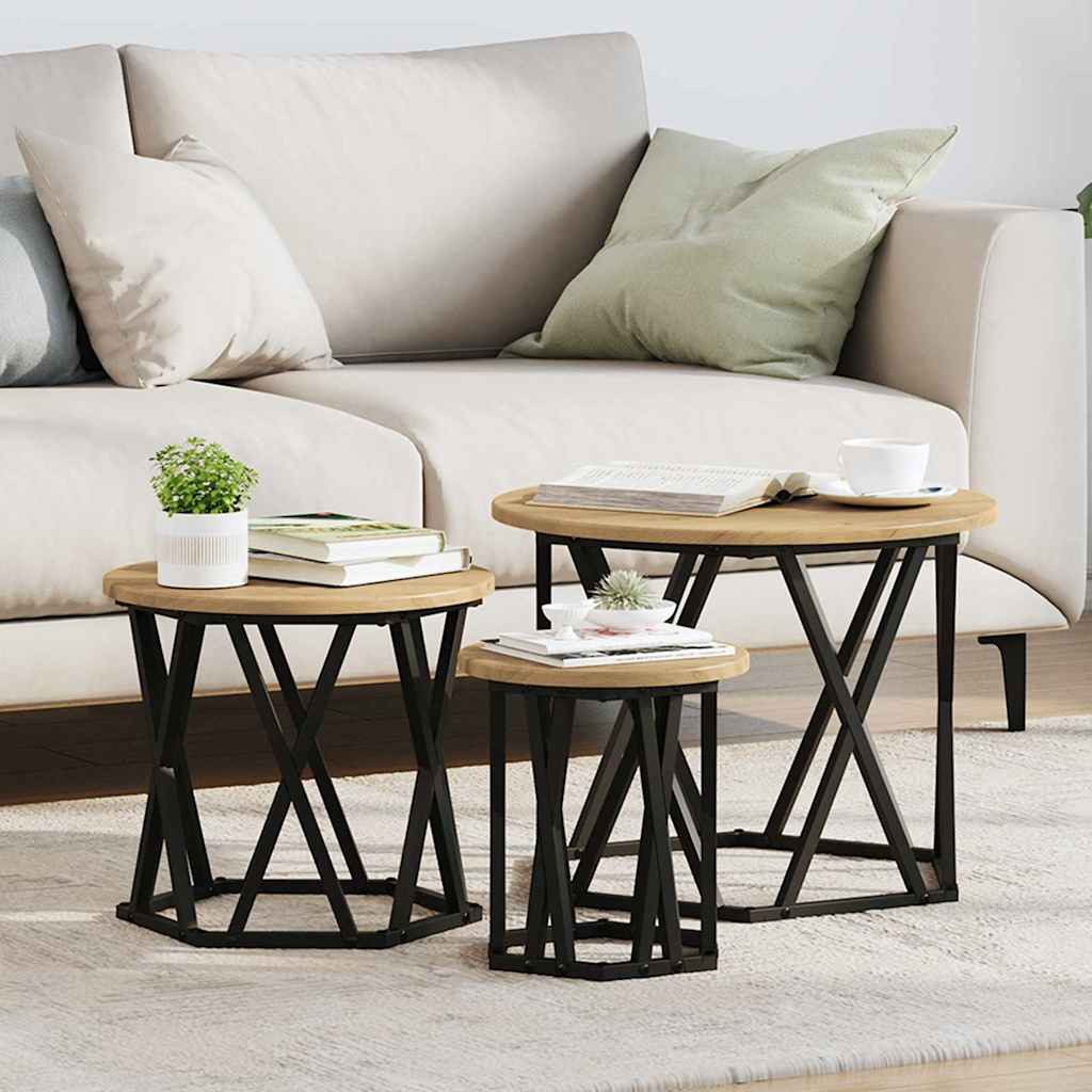 vidaXL Couchtisch Nesting Beistelltisch 3 pcs Artisan-Eiche (3-St)