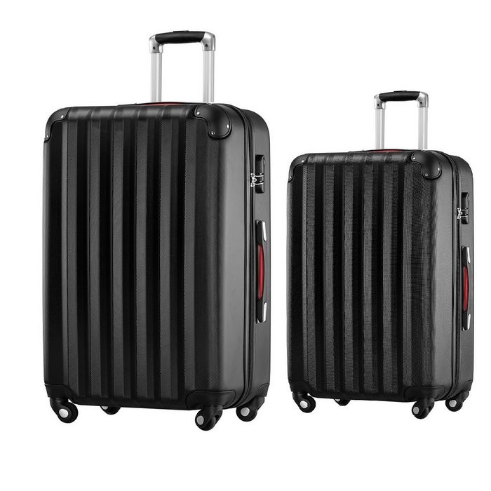*KOFFER-BARON* Hartschalen-Trolley Reisegepäck Kofferset L+XL Hartschalenkoffer-Set 2-tlg. ABS Schwarz