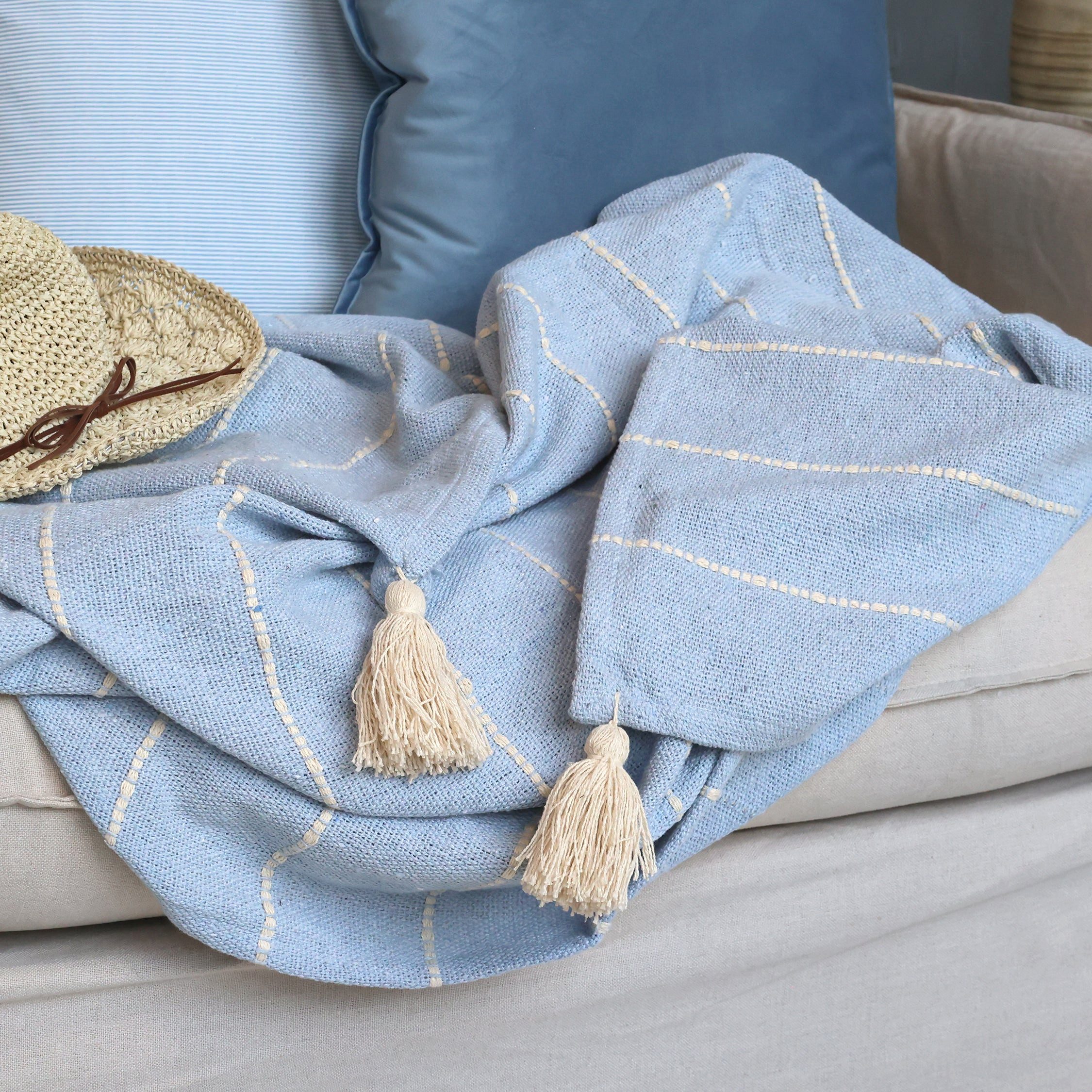 Plaid Chic Antique Aix Plaid Sky Blue, Chic Antique