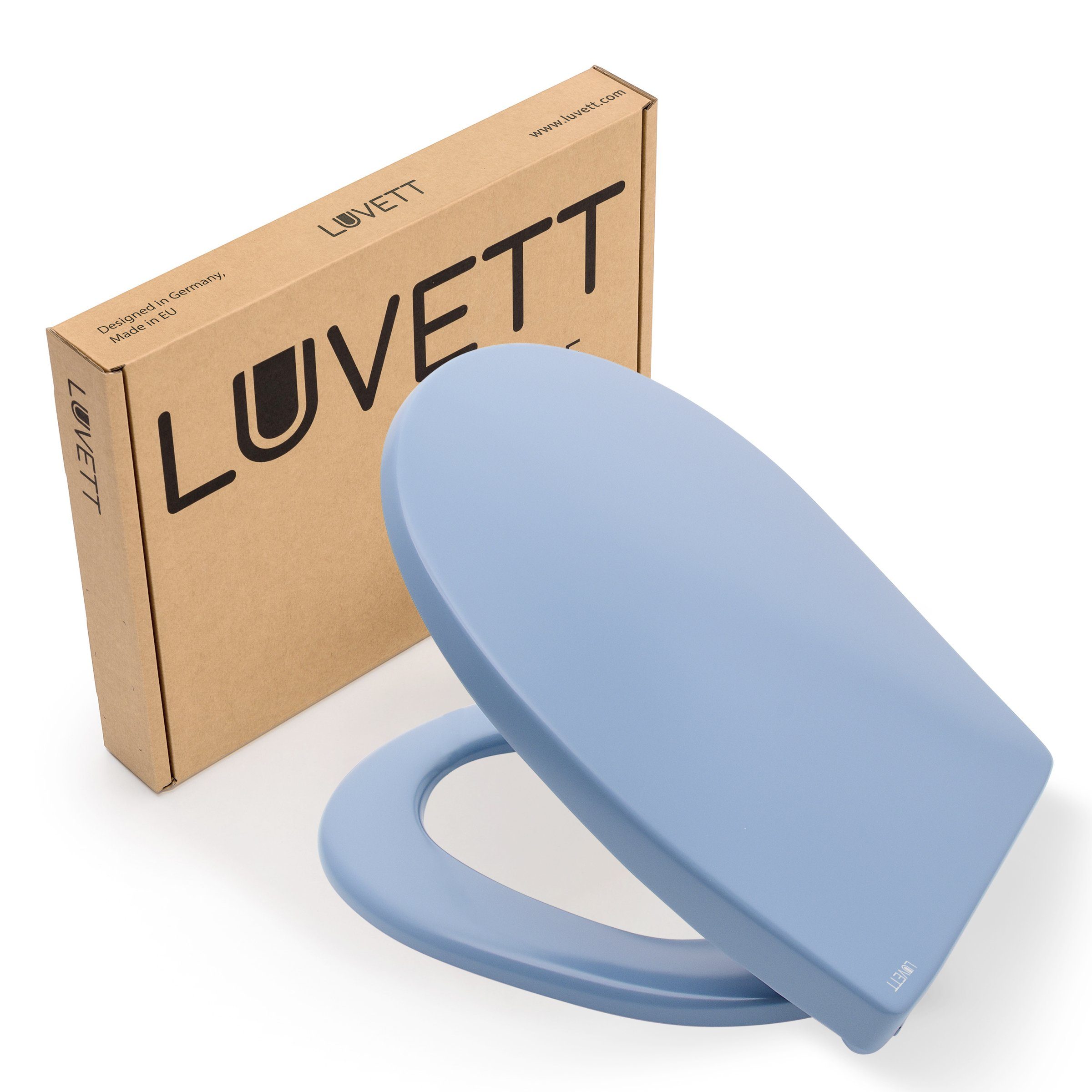 LUVETT WC-Sitz Farben C100 (Komplett-Set, Inklusive 3 Befestigungsarten), mit Original SoftClose® Absenkautomatik, Duroplast