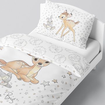 Babybettwäsche Bambi und Klopfer 100x135 + 40x60 cm, 100 % Baumwolle, MTOnlinehandel, Flanell / Biber, 2 teilig, Disney's Rehkitz und Hase für Mädchen und Jungen