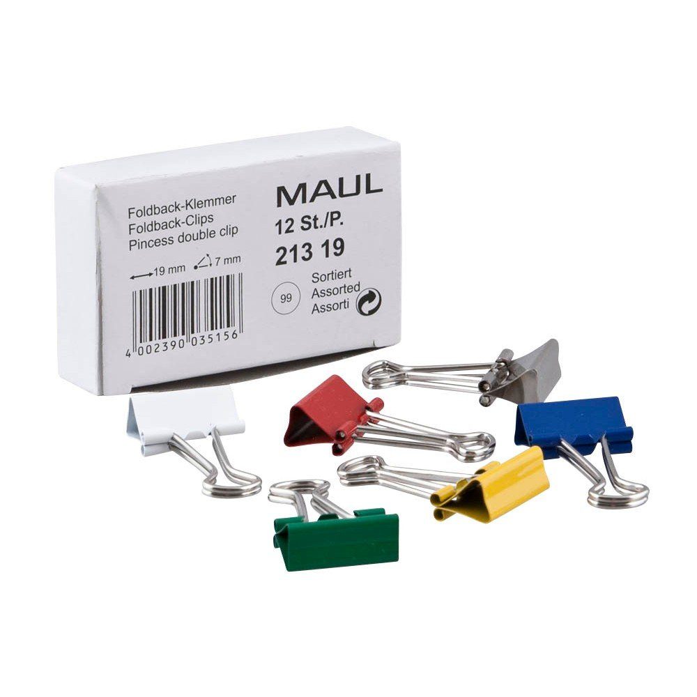 Maul MAUL Foldback-Klammer, sortiert, (B)19 mm, Klemmweite: 7 mm Tintenpatrone