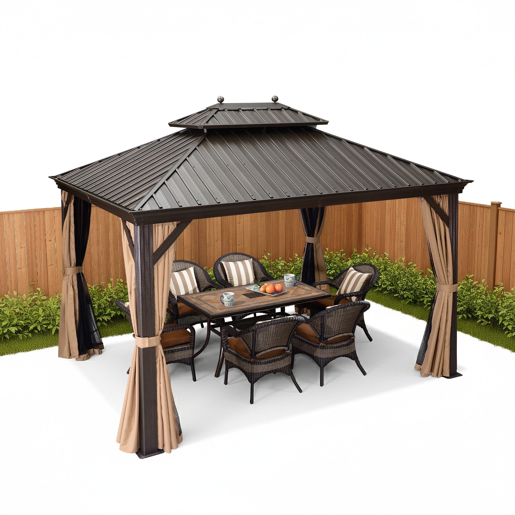 PURPLE LEAF Pavillon Außenbereich Alu Gartenpavillon mit Stahldach Hardtop günstig online kaufen