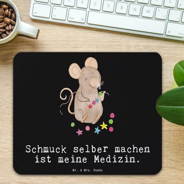 Mr. & Mrs. Panda Mauspad Maus Schmuck selber machen - Schwarz - Geschenk, Dankeschön, Schmuck (1-St), rutschfest