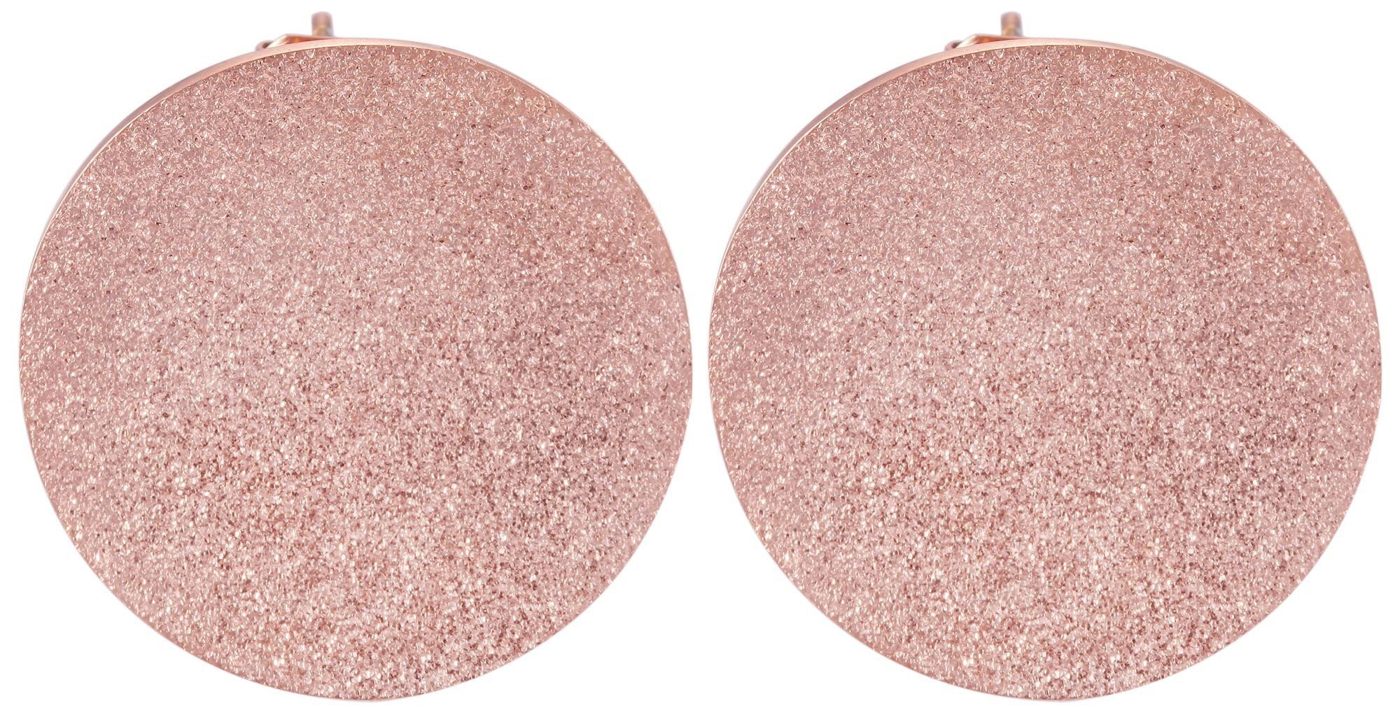 AKZENT Paar Ohrstecker Torina Unisex Ohrstecker aus Edelstahl rund sandgestrahlt (Paar, Paar) roségoldfarbig
