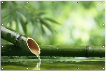 Wallario Sichtschutzzaunmatten Bambusquelle Bambusrohr mit Wasser, rund