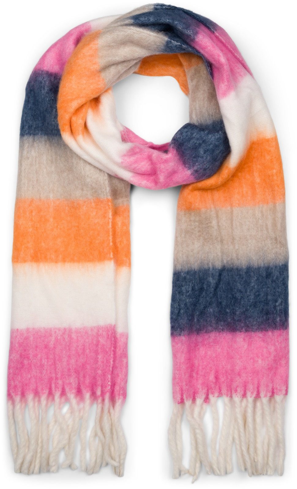 styleBREAKER XXL-Schal Web Strickschal breite Streifen bunt, (1-St)
