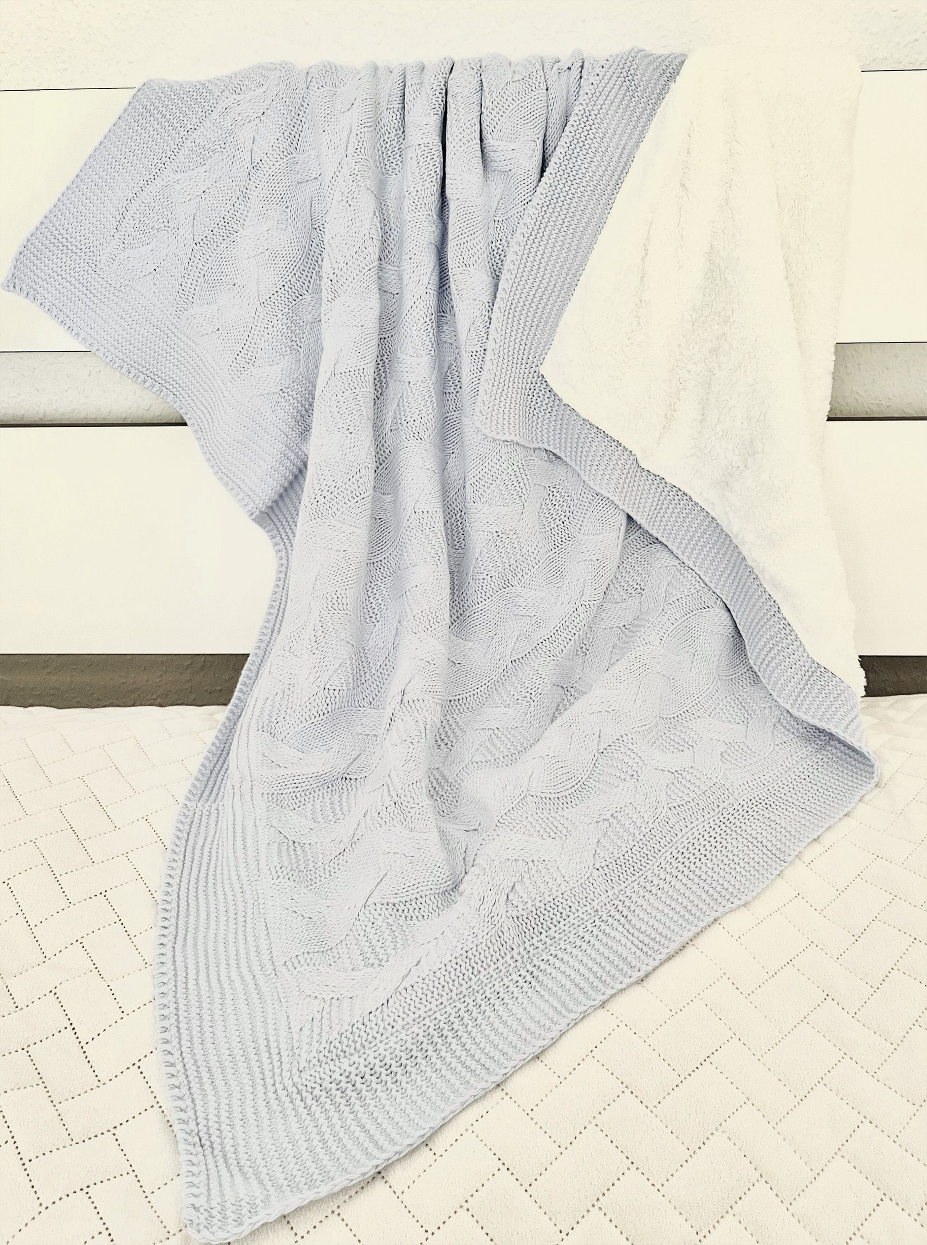 Babydecke Kuscheldecke, NoblesBox, Innen Wollig, Strickdecken in verschiede günstig online kaufen