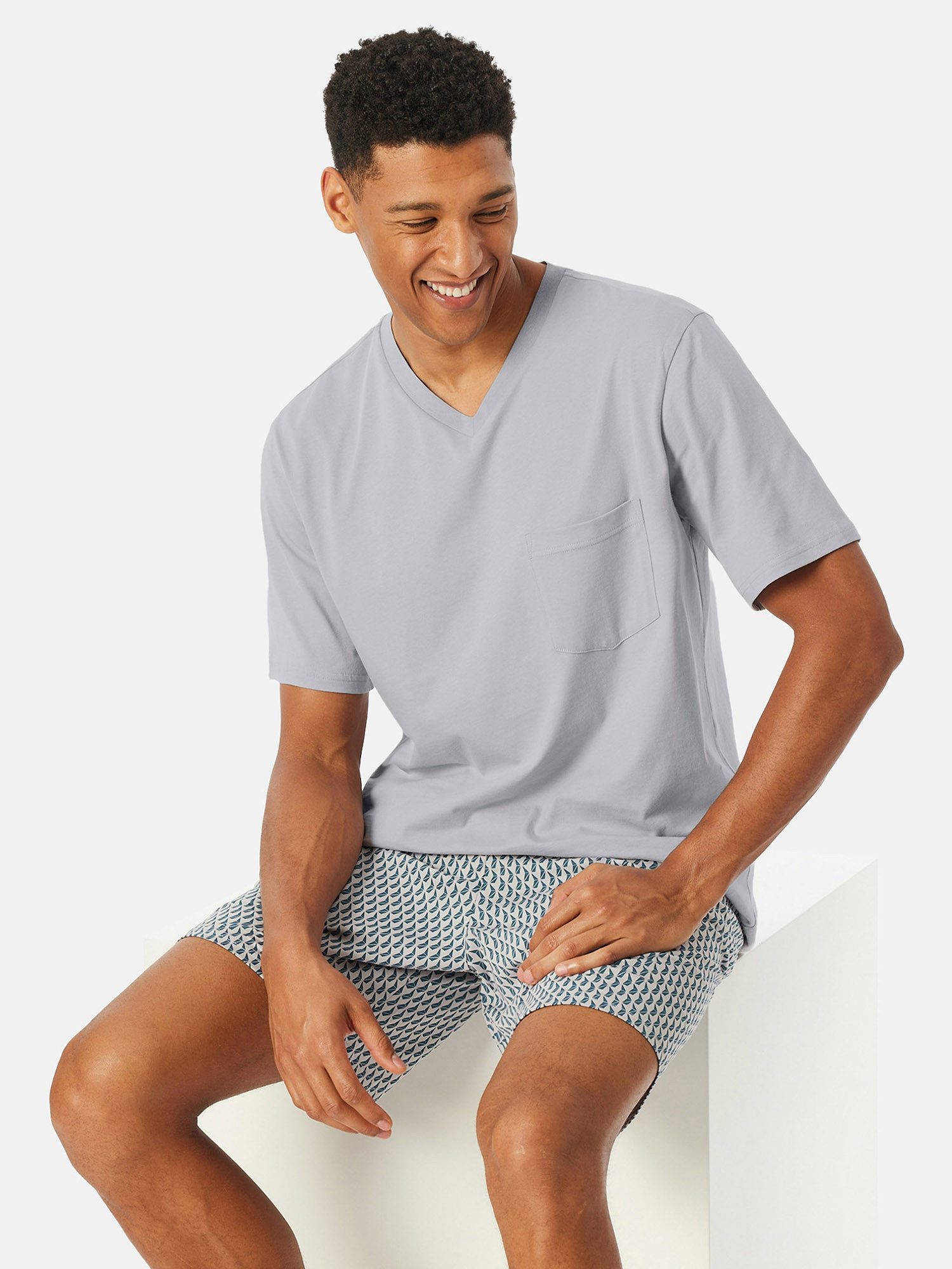 Schiesser Pyjama V-Ausschnitt - Comfort Essentials günstig online kaufen