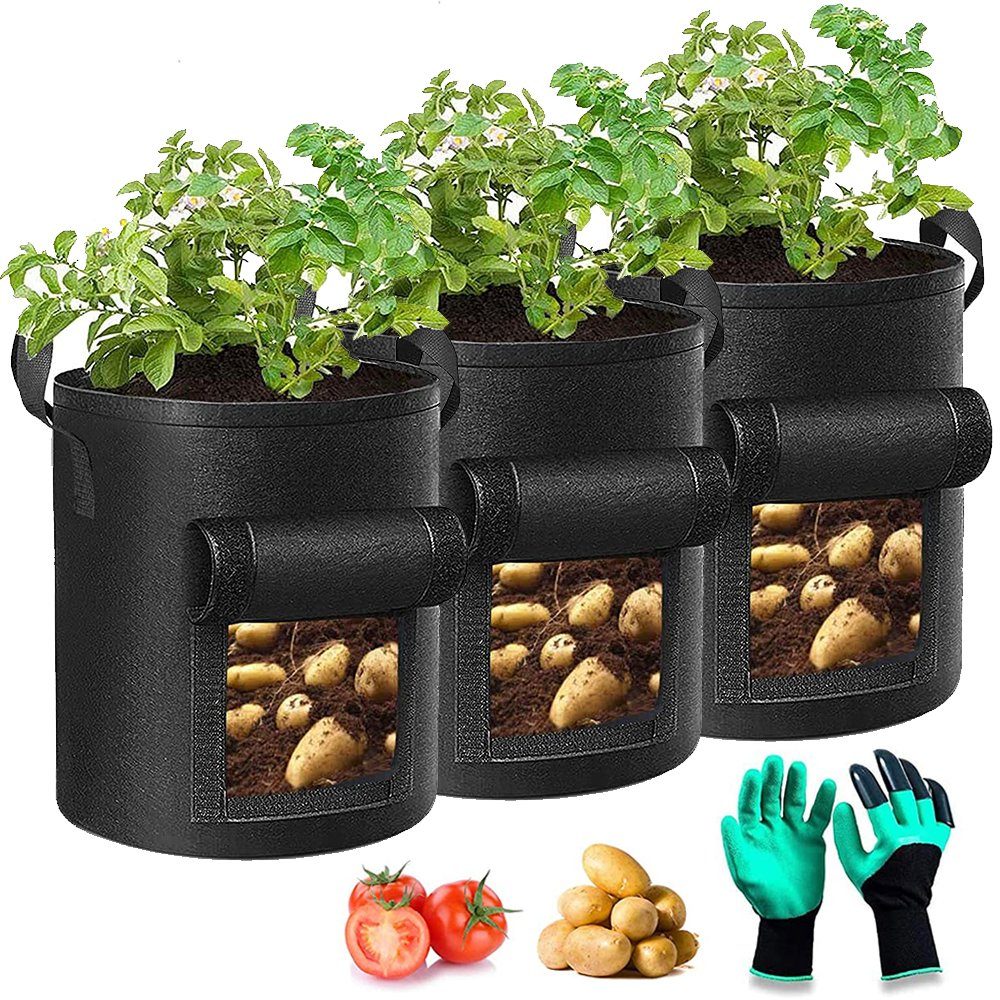 Kartoffelsack, mit zggzerg Pflanzkübel Gartenhandschuhe 10 Pflanzbeutel Stück 3 Gallonen