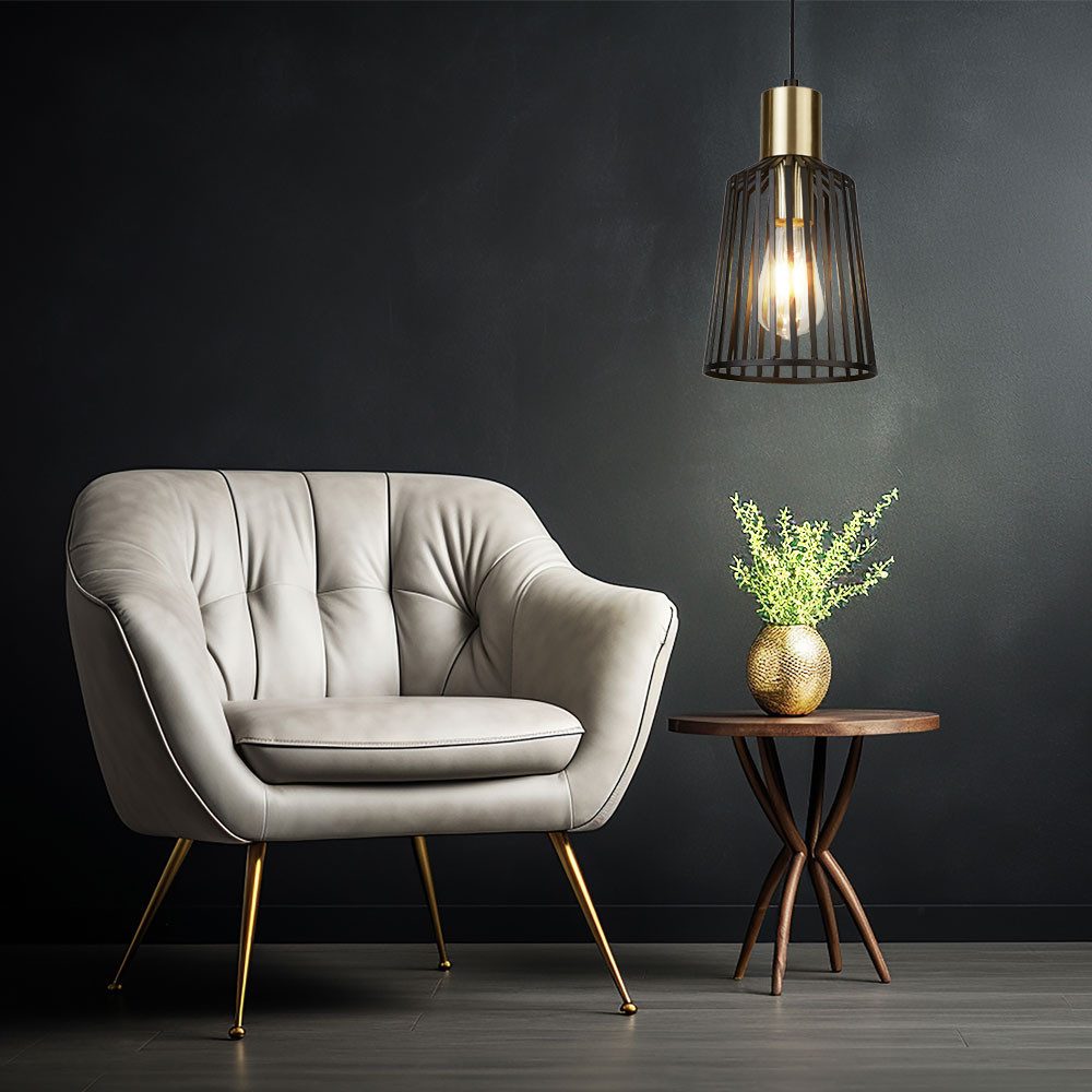 Searchlight Pendelleuchte, Leuchtmittel nicht inklusive, Pendel Lampe Wohn Zimmer Beleuchtung Käfig Leuchte Hänge Spot Strahler