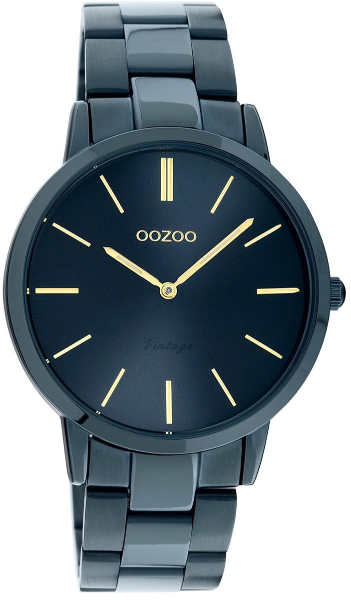 OOZOO Quarzuhr Oozoo Damen Armbanduhr blau, (Analoguhr), Damenuhr rund, mittel (ca. 38mm) Edelstahlarmband, Fashion-Style