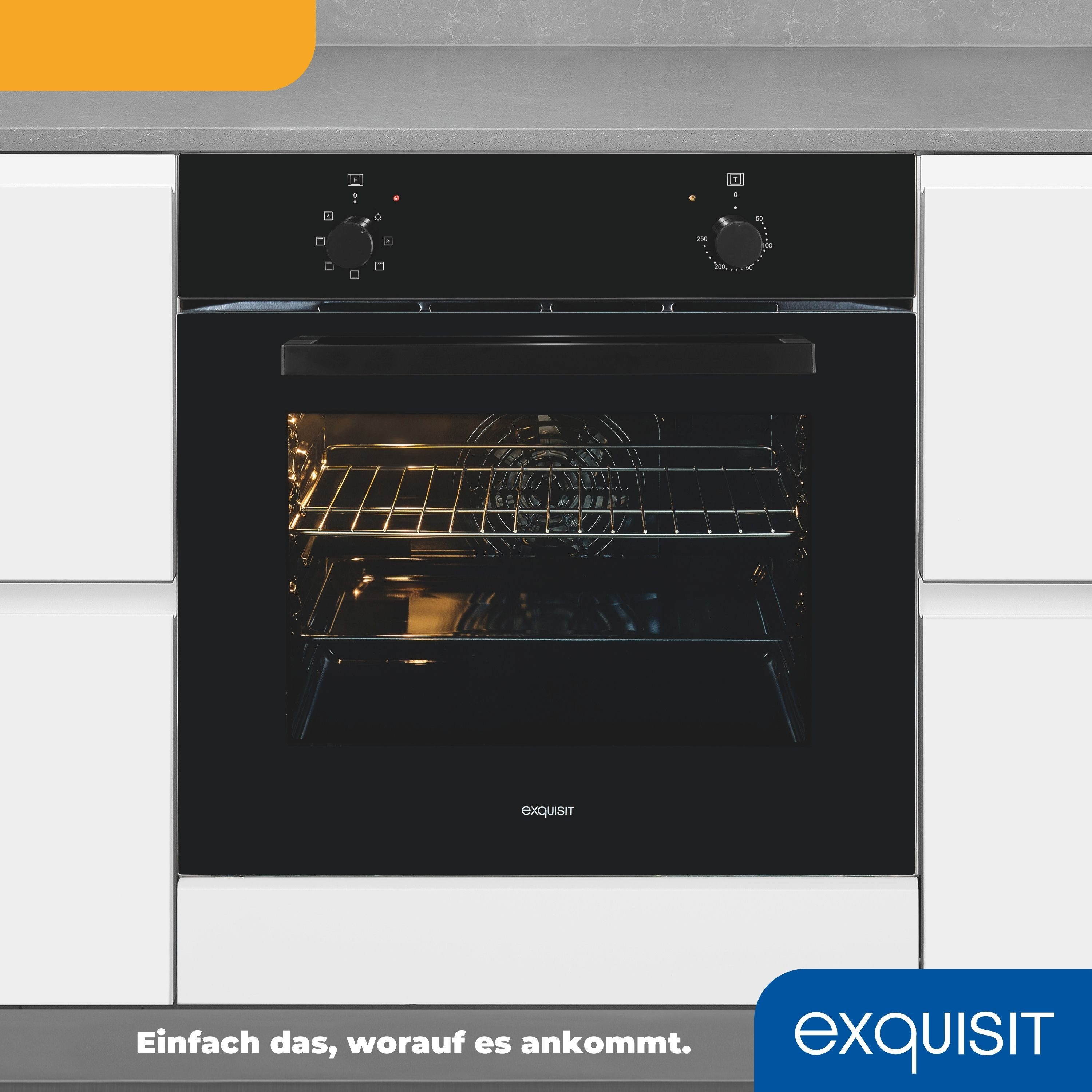 exquisit Einbaubackofen EBE255-U-020, Ideal für den Alltag – Backen, Grillen und Aufläufe leicht gemacht!