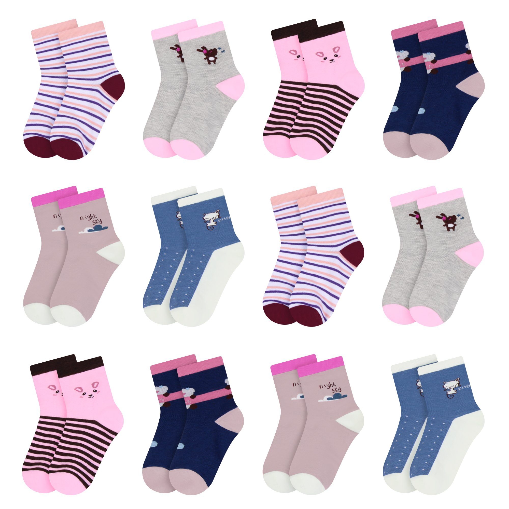 L&K-II Langsocken 2803-2809 (Beutel, 10/12 Paar) Mädchen Socken aus Baumwolle
