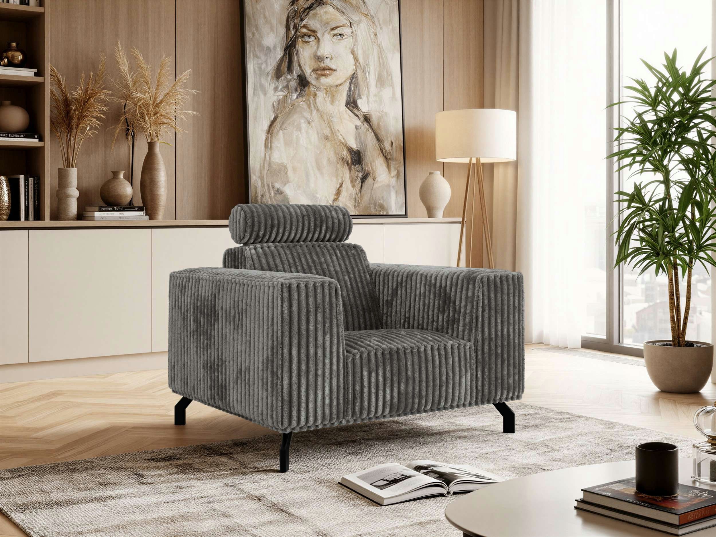 MKS MÖBEL Loungesessel VESANO (Set, mit verstellbarer Kopfstütze), Polstersessel, 1-Sitzer Einzelsessel