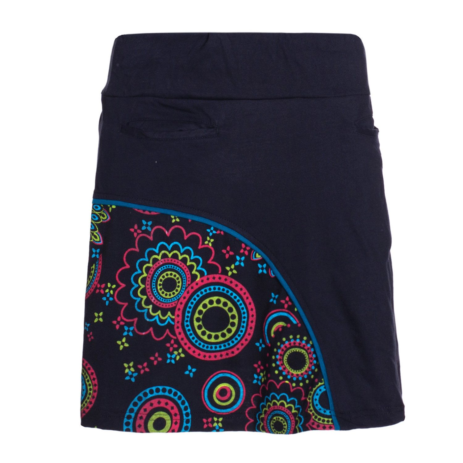 Vishes Minirock Damen A-Linie Baumwolle Mandala-Muster elastischer Bund mit Taschen Alternative Bekleidung, Ethno, Hippie, Retro Style