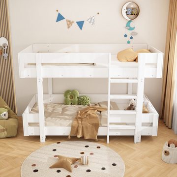 WISHDOR Etagenbett Hochbett Kinderbett (90*200cm), Mit Treppe, Schlichtes Design, Verstärktes Geländer