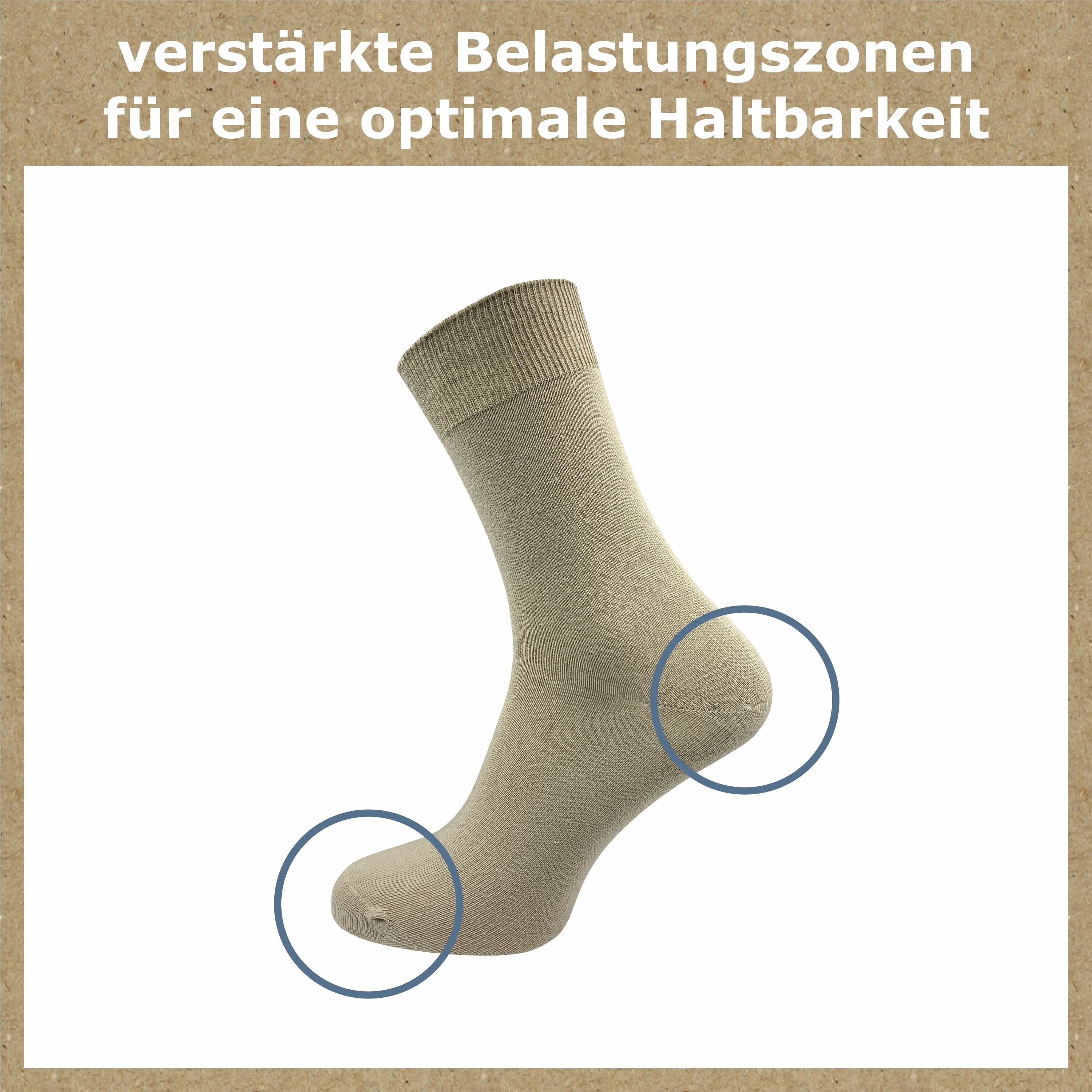 Freizeit und Paar) Komfortbund Socken Damen aus Braun GAWILO Baumwolle, (10 venenfreundlichem Business 100% für mit und Herren