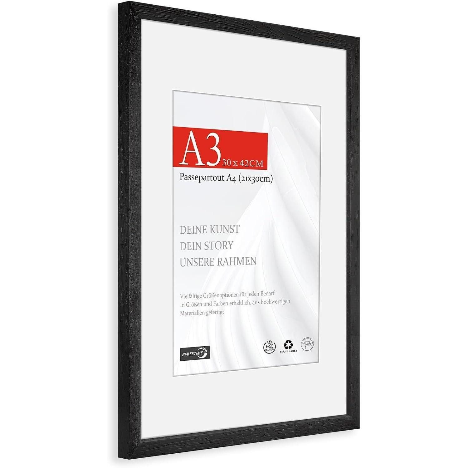 LuxusKollektion Einzelrahmen Bilderrahmen A3 29.7x42cm Holz schwarz Holz, Schwarz A3(29,7x42cm) 1x, (1 St)