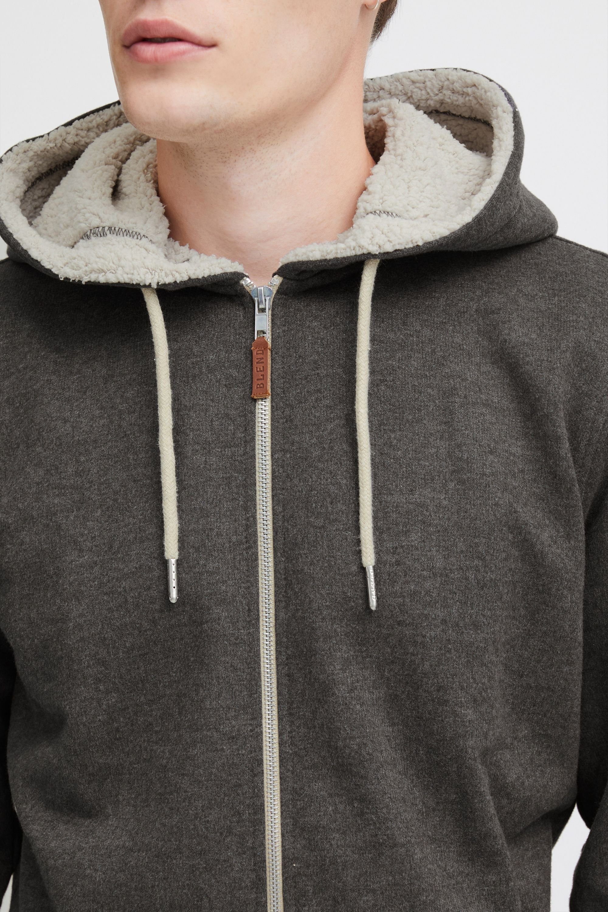Blend Kapuzenpullover BHHulker Sweatshirtjacke mit Teddyeinsatz in der Kapuze